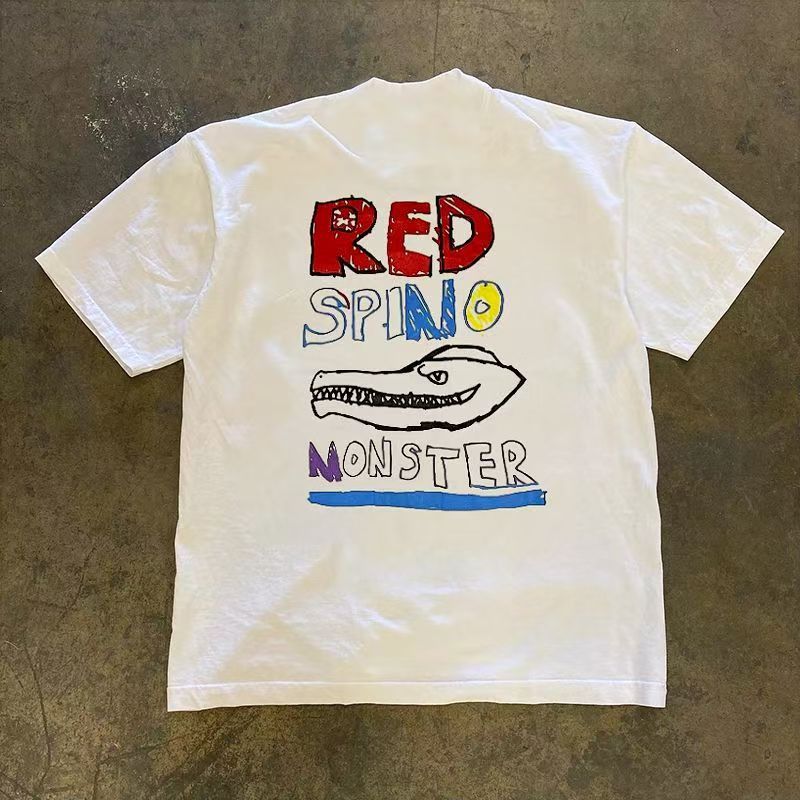 Vintage White Washed Vintage Dinosaur Print T-Shirt Size US M / EU 48-50 / 2 - 2 Thumbnail