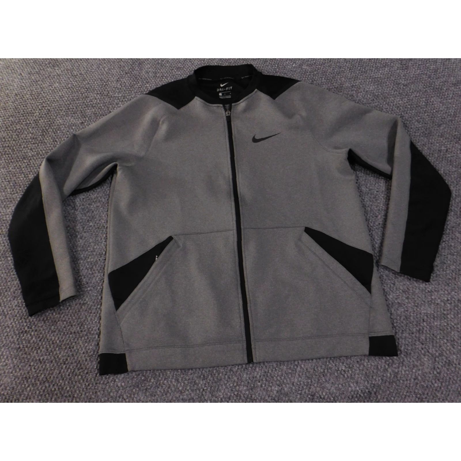 Nike Nike Pro Dri-FIT Jacket Mens Large Gray Black Full Zip Athletic Training Top Jacket Size US L / EU 52-54 / 3 - 3 Thumbnail