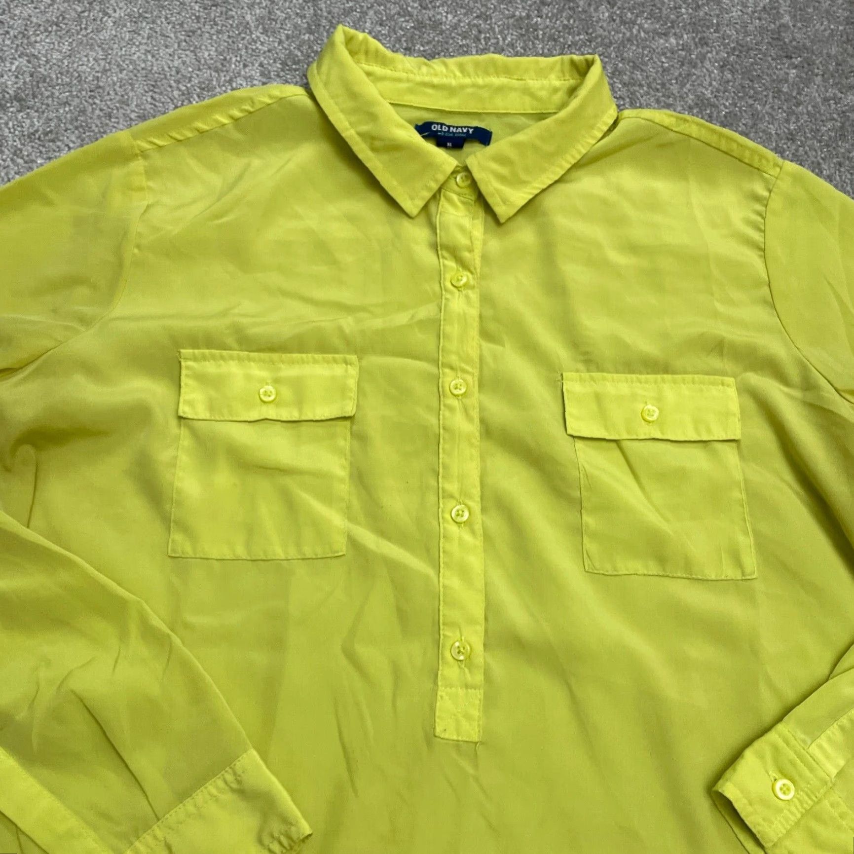Old Navy Old Navy Button-Up Tunic Shirt Womens XL Yellow Long Sleeve Casual Blouse Shirt (Regular) Size XL / US 12-14 / IT 48-50 - 3 Thumbnail