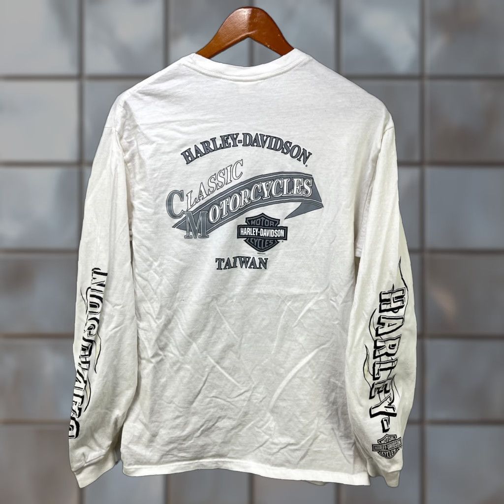 Harley Davidson VINTAGE Harley-Davidson Shirt L Mens White 90s Logo Pockets Crew Neck Cotton Short Sleeve Size US L / EU 52-54 / 3 - 1 Thumbnail