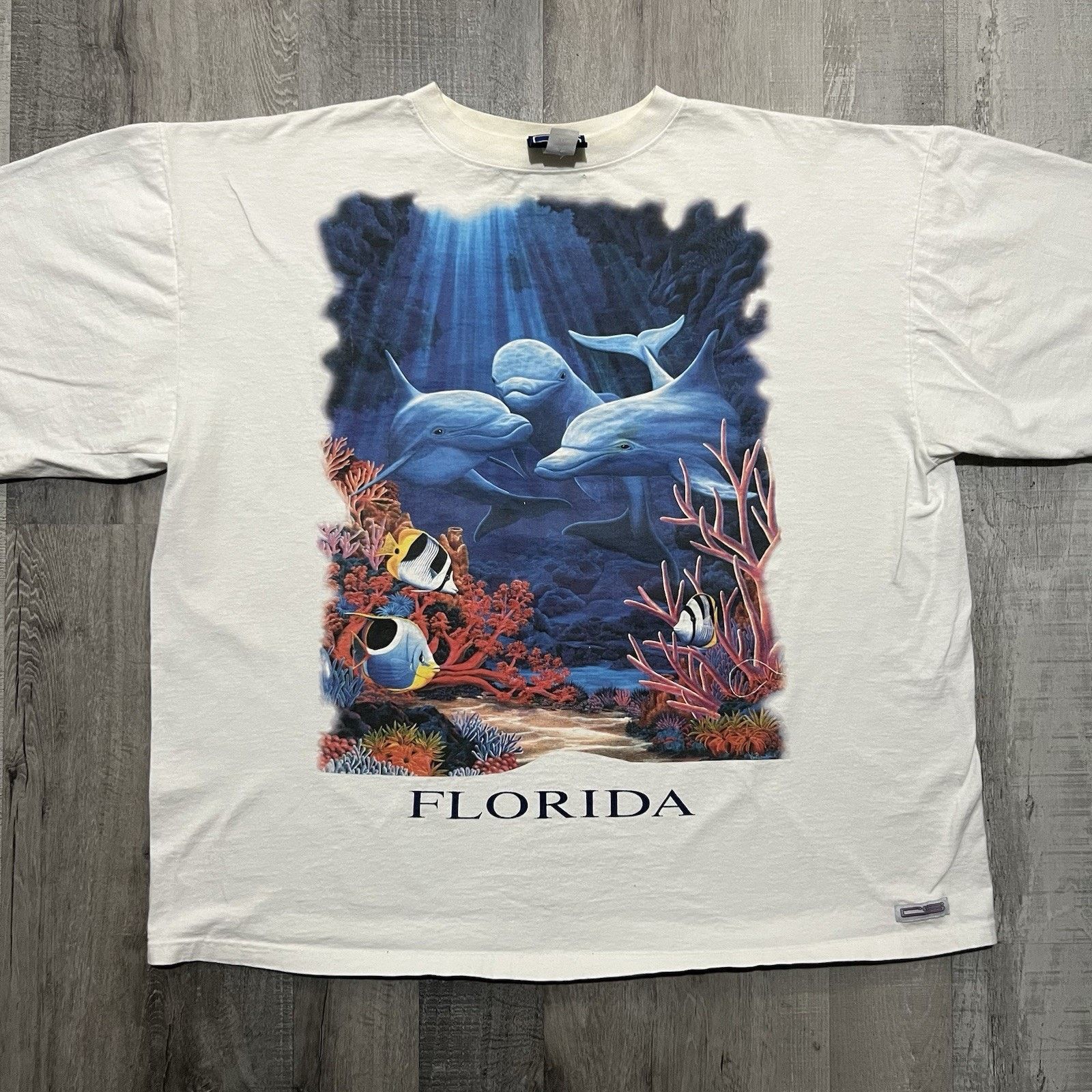 Vintage VTG Florida Travel T Shirt 90s Crable White Oceanic Dolphins Size US XXL / EU 58 / 5 - 1 Thumbnail