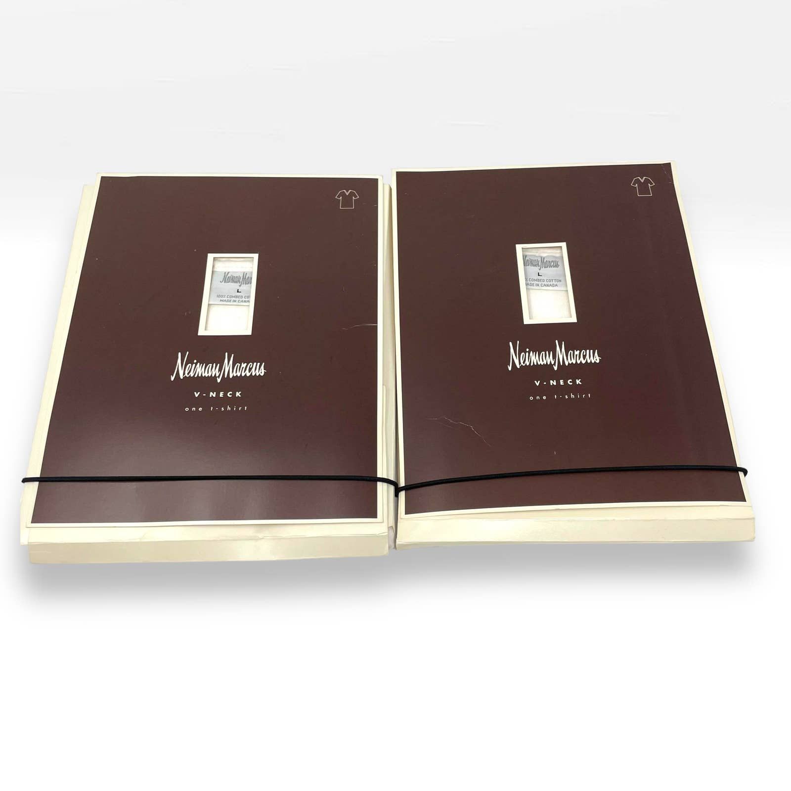 Neiman Marcus 90s NEIMAN MARCUS Vintage White Cotton V-Neck Boxed Tees Size L / US 10 / IT 46 - 6 Preview
