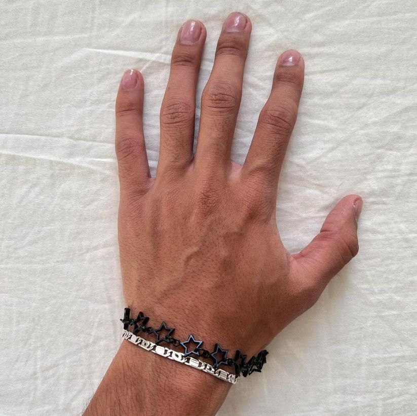 Designer Y2K 2000s style star stacked cute goth grunge black bracelet Size ONE SIZE - 4 Thumbnail