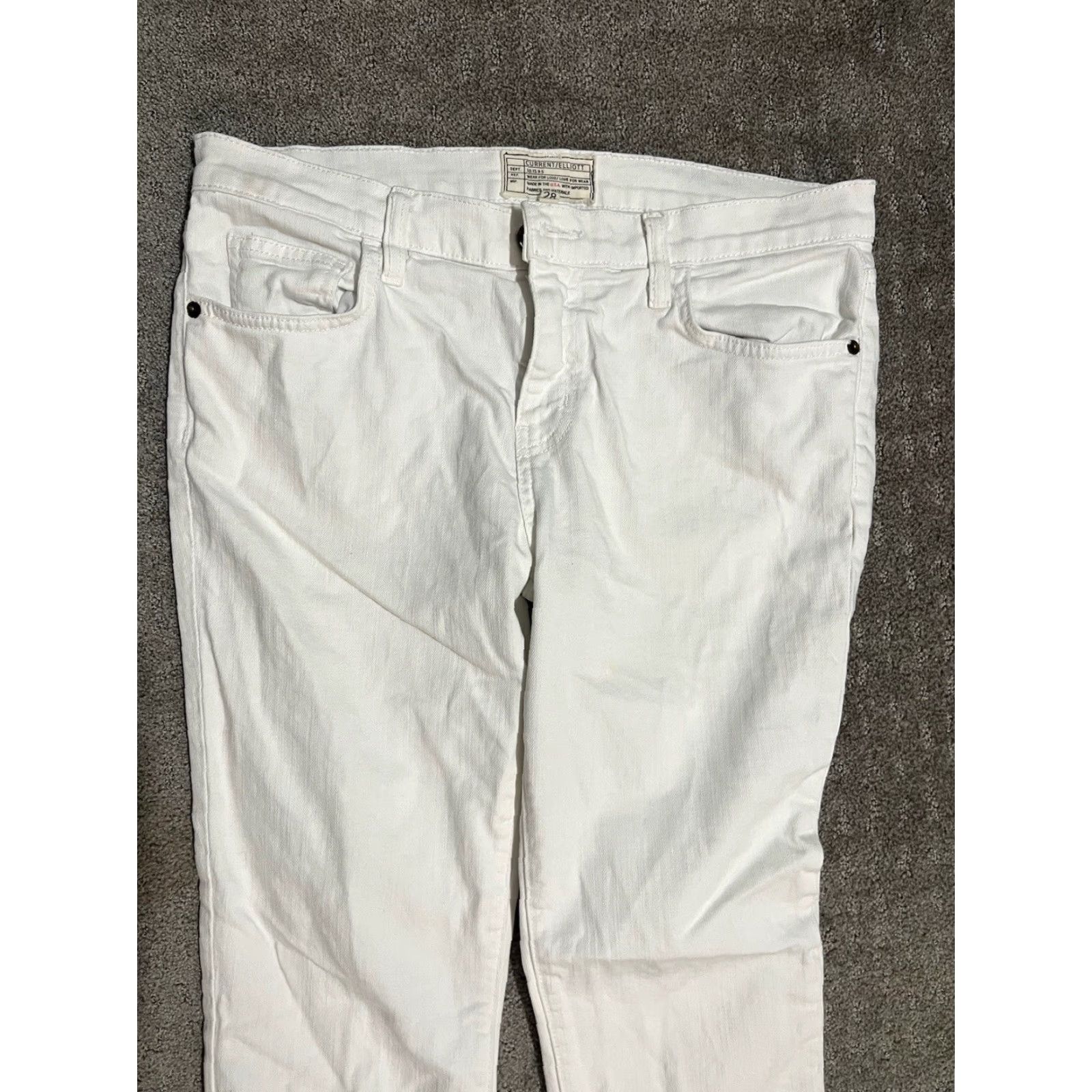 Vintage VINTAGE Current/Elliott The Cropped Flip Flop White Denim Jeans Pants Women’s 28 Summer Casual Size 28" / US 6 / IT 42 - 2 Thumbnail