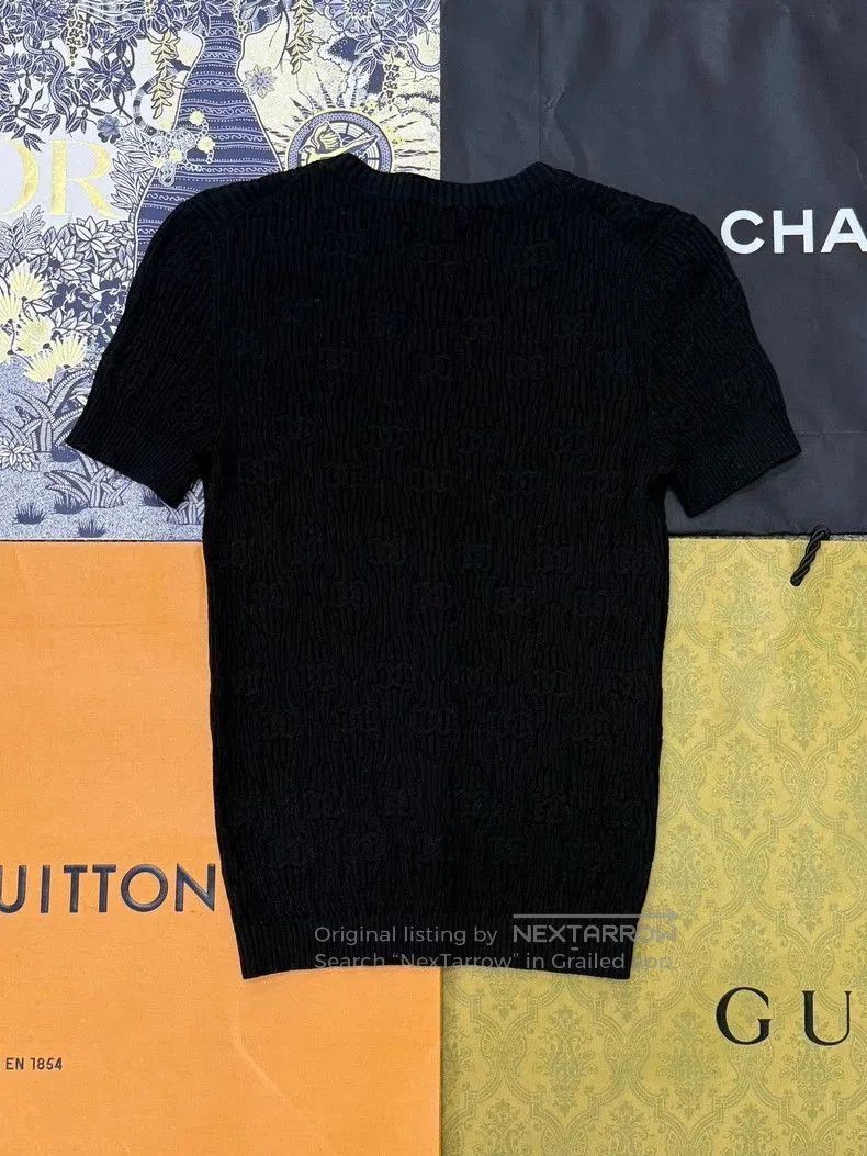 Chanel Black Logo Knit Short Sleeve.