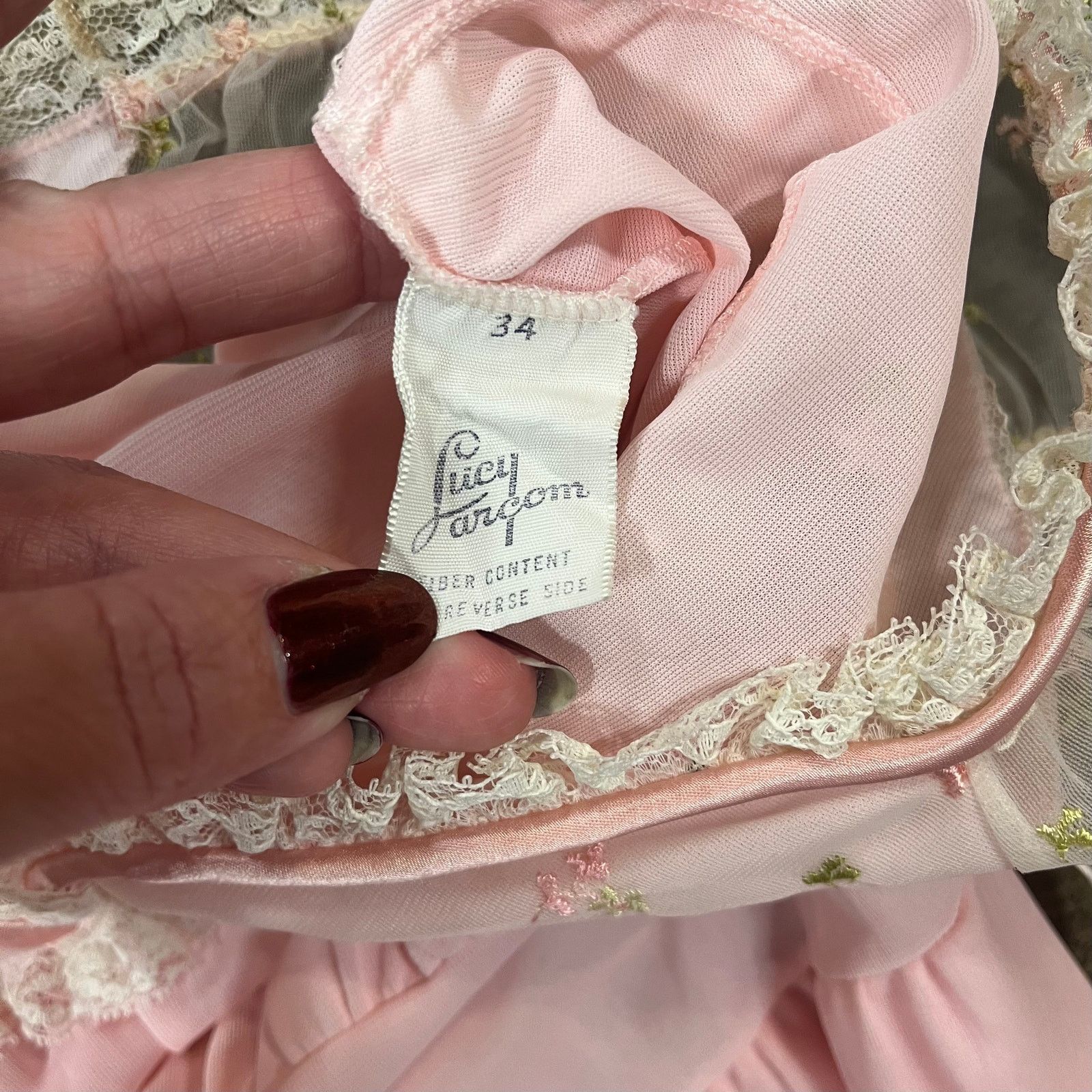 Other Pastel Pink 1960s Coquette Embroidered Nightgown Sheer Dress Size S / US 4 / IT 40 - 4 Thumbnail