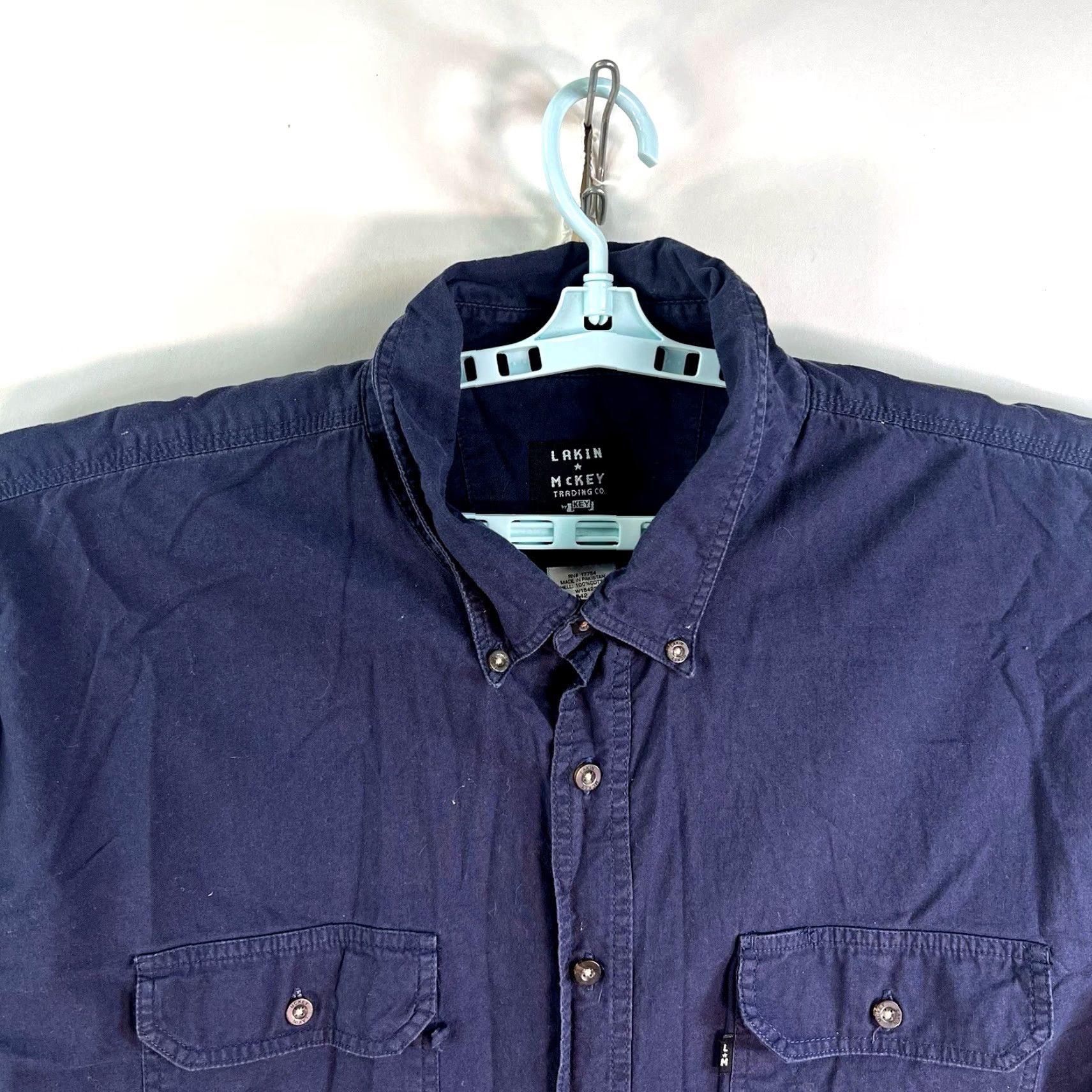 Vintage VINTAGE Lakin Mckey Men's Button-Up Shirt Long Sleeve Blue Big & Tall 4XLT Casual Workwear Size US XXL / EU 58 / 5 - 2 Thumbnail