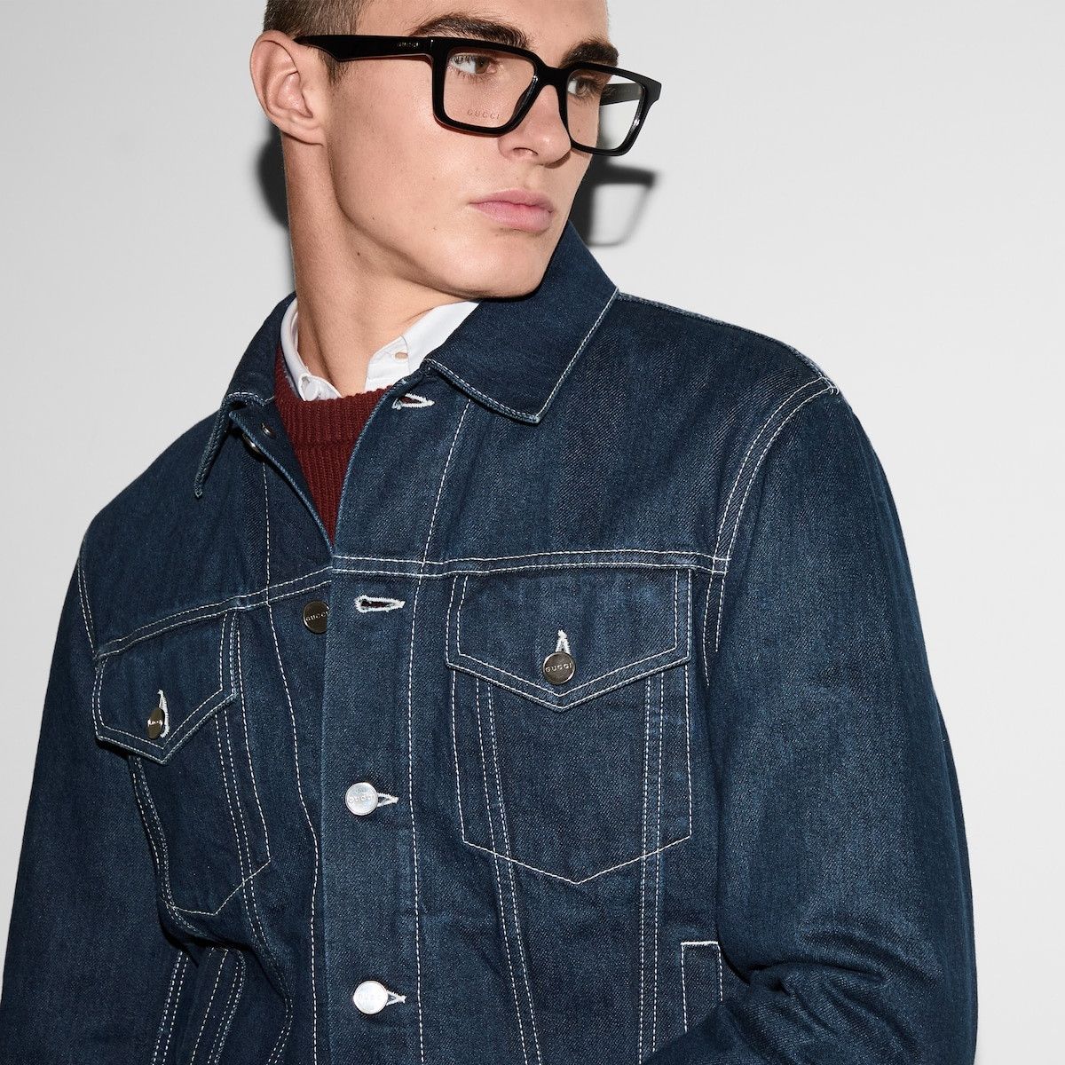 Gucci o1loc1c1125 815625 Lasered Denim Jacket in Dark Blue Size US XL / EU 56 / 4 - 5 Thumbnail