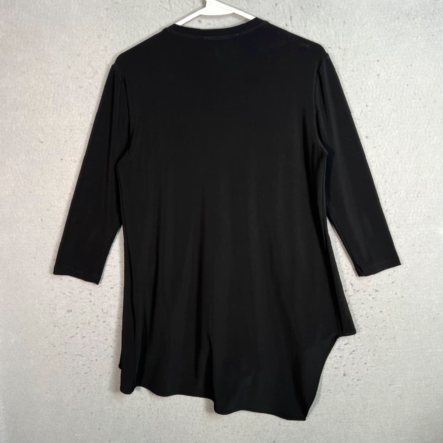 Joseph Ribkoff VINTAGE Joseph Ribkoff Black Asymmetrical Tunic Top Womens 4 Blouse V-Neck Pullover Polyester Tunic Shirt Size S / US 4 / IT 40 - 2 Thumbnail