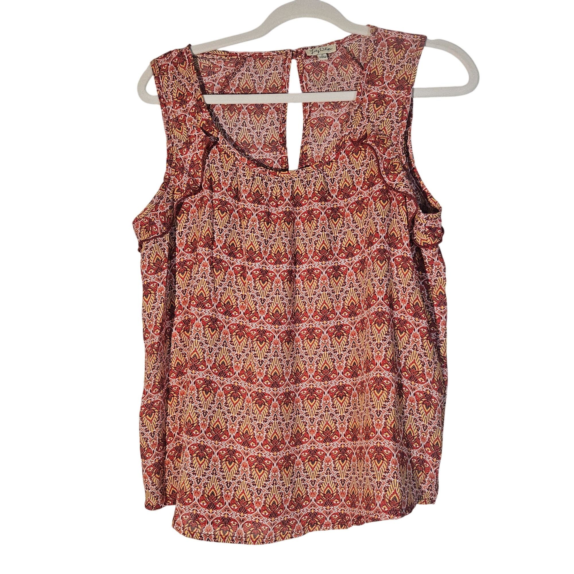 Other Lily White Boho Print Sleeveless Ruffle Tank Top M – Festiva Size M / US 6-8 / IT 42-44 - 1 Thumbnail