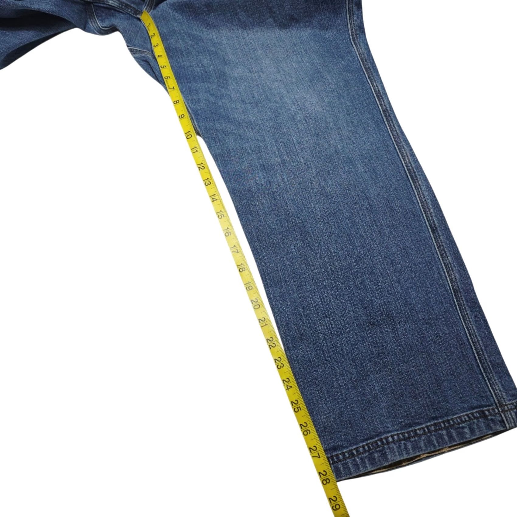 Vintage Duluth Jeans Mens 44x30 Flex Ballroom Relaxed Straight Stone Wash Blue Denim Cotton Elastodiene 5-Pocket City Rock USA Mens Size US 44 / EU 60 - 4 Thumbnail