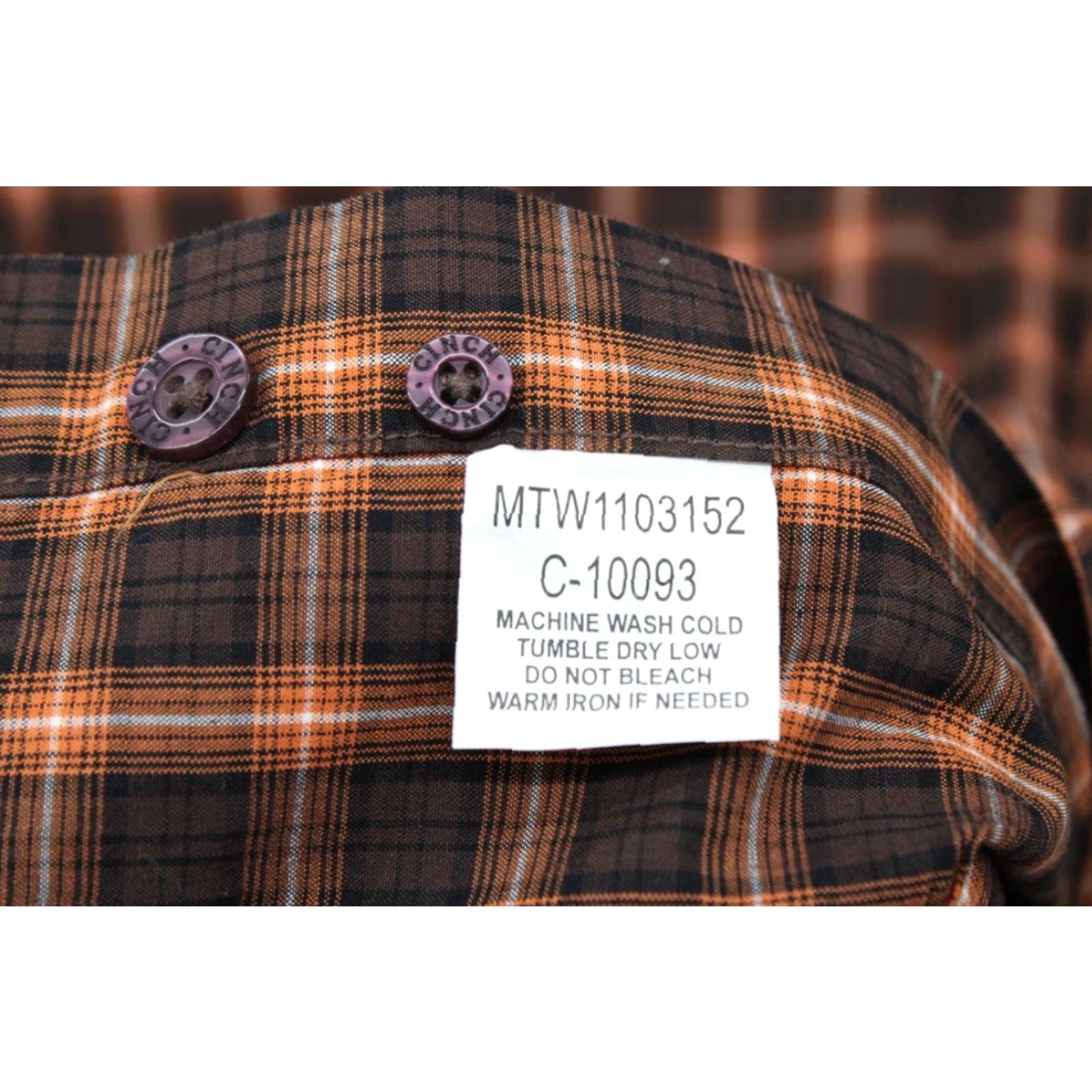 Vintage Cinch Shirt Men's XL Orange Brown Checks Long Sleeve Logo Cowboy Western Rodeo Size US XL / EU 56 / 4 - 5 Thumbnail