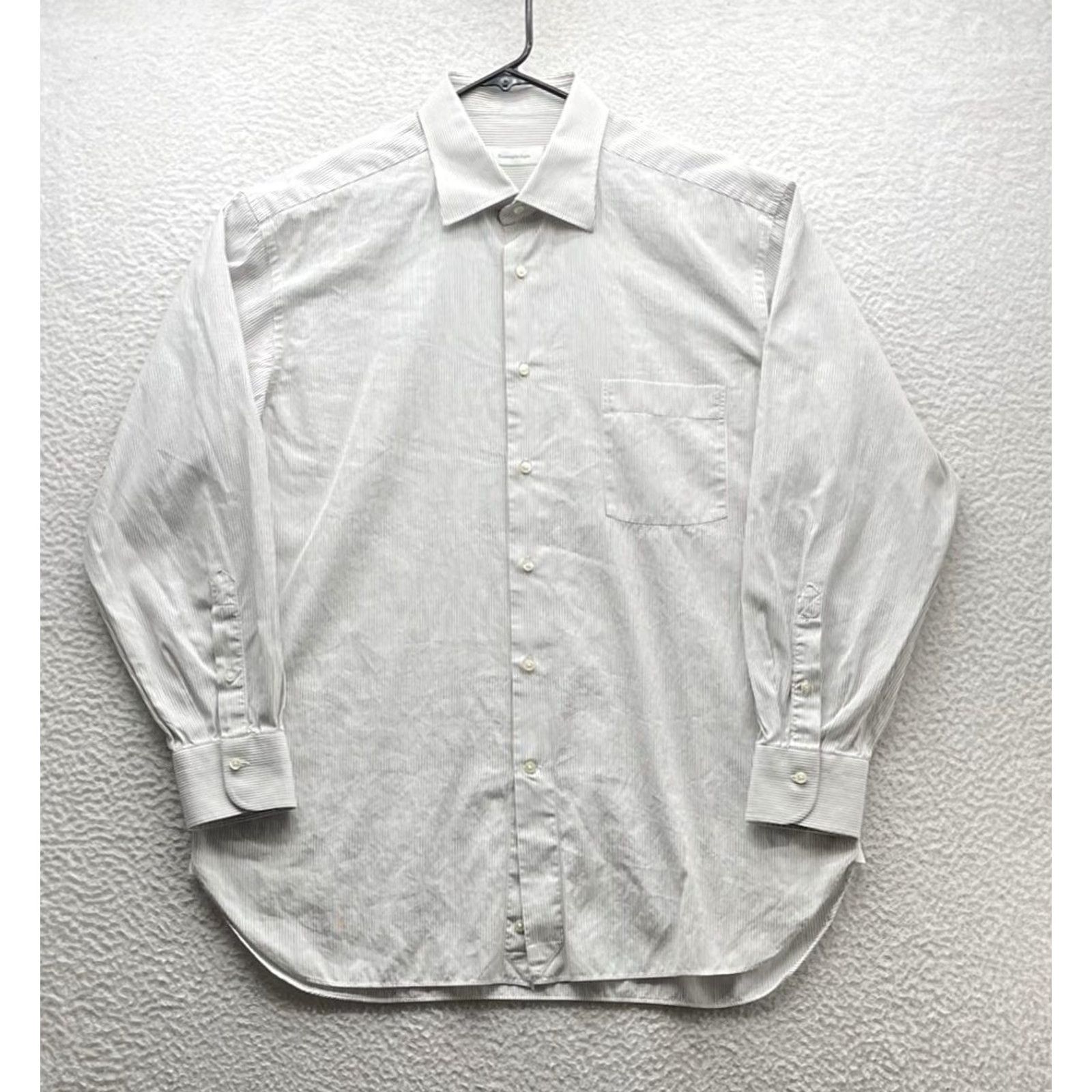 Ermenegildo Zegna Ermenegildo Zegna Dress Shirt Mens 44 17.5 Comfort Fit White Black Pinstripe Shirt Regular Men 90s Classic Designer Pattern Pinstripe Size 48R - 3 Thumbnail