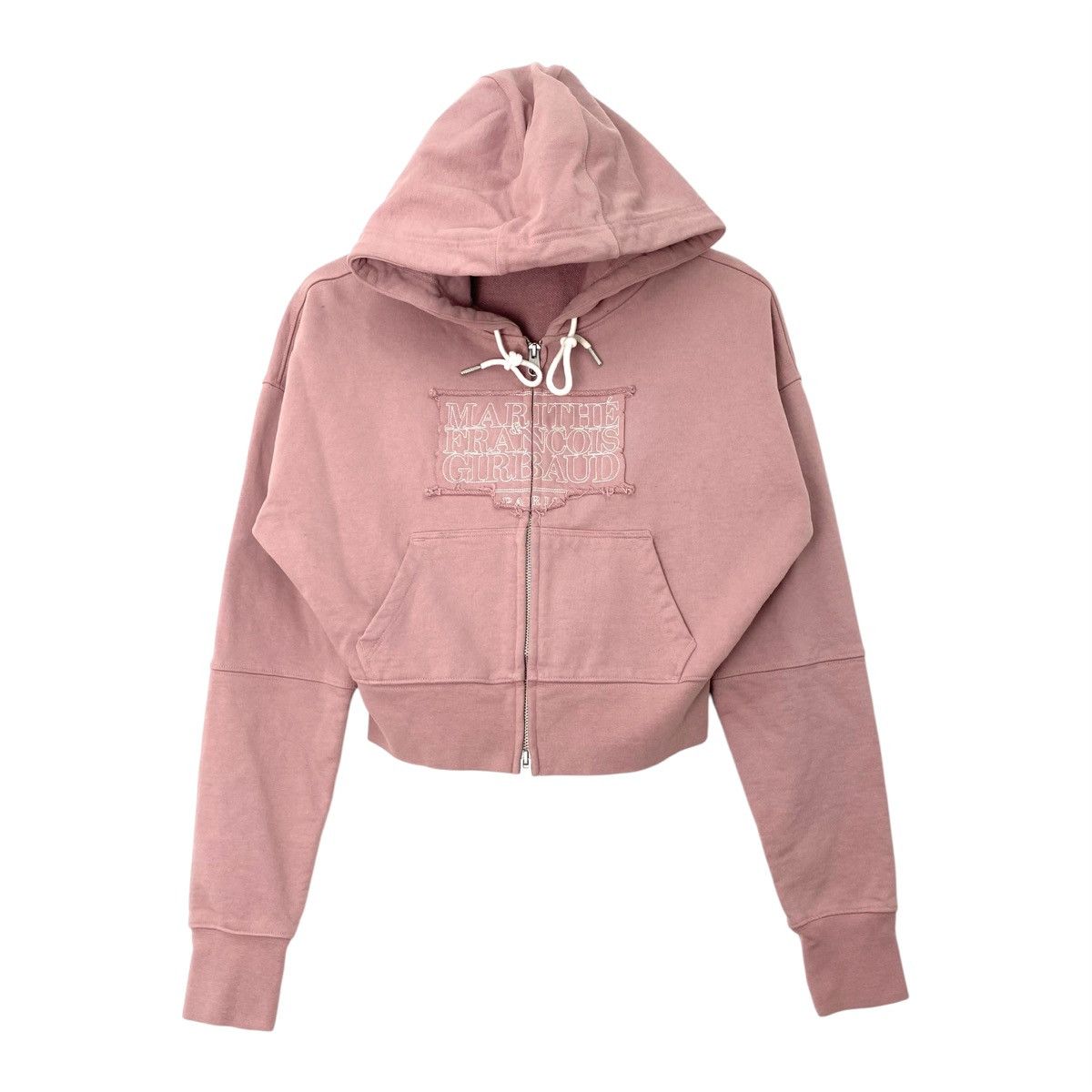 Marithe + Francois Girbaud Marithe Francois Girbaud Paris Embroidery Crop Zip Hoodie Size S / US 4 / IT 40 - 1 Thumbnail