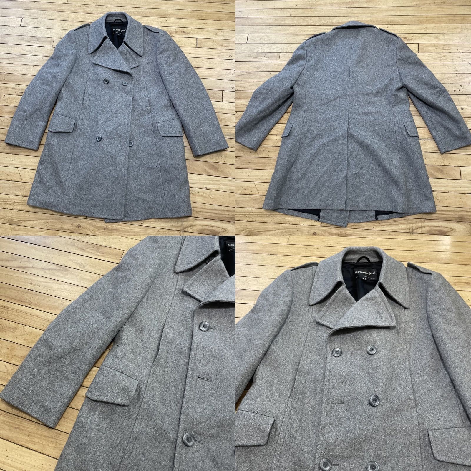 Doublet VINTAGE Stratojac Jacket Coat Gray 44 Double Breasted Wool Overcoat Heavyweight Mens 44R Epaulets Peak Lapel Vintage Overcoat Size US S / EU 44-46 / 1 - 10 Thumbnail