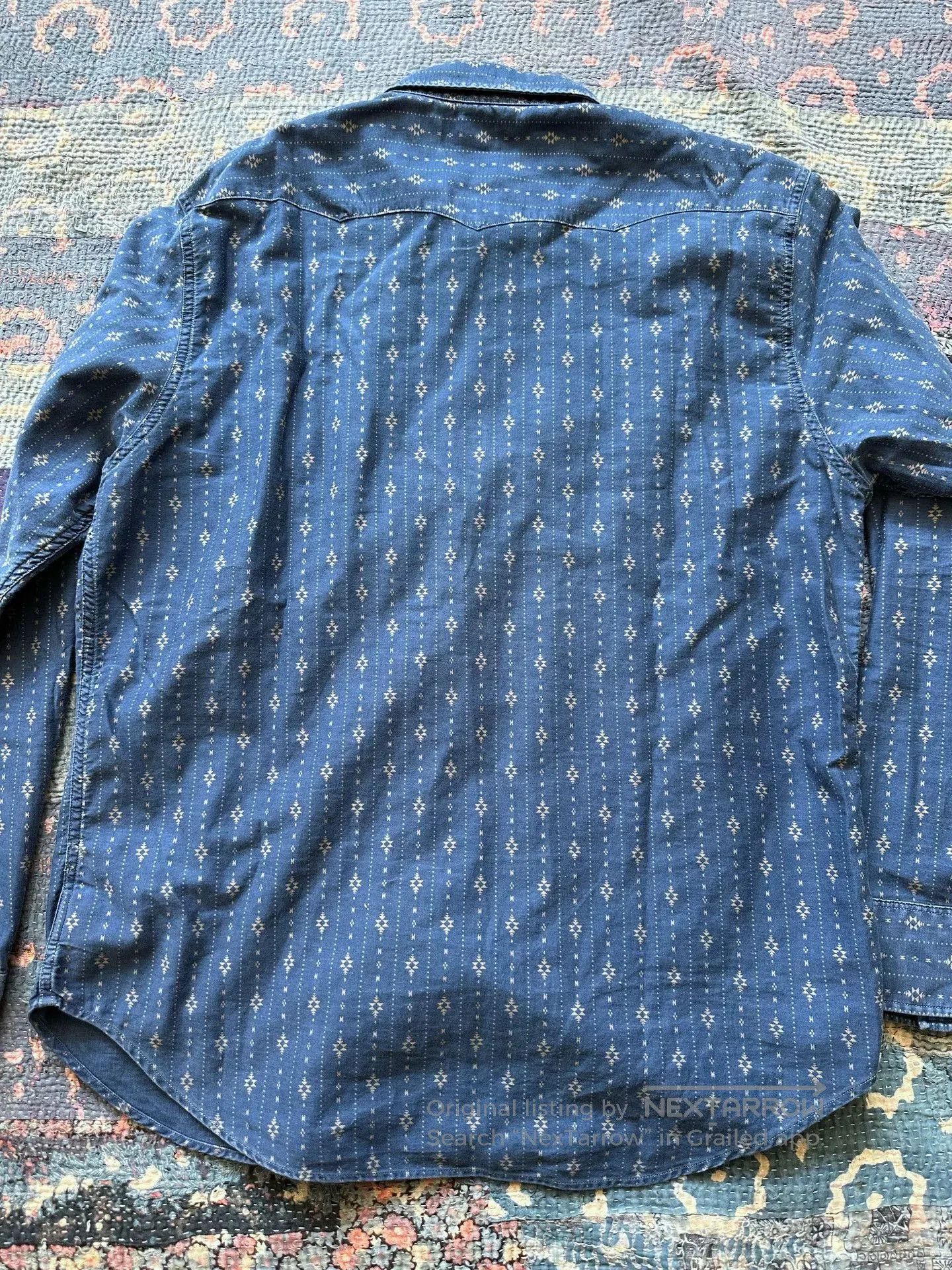 RRL Ralph Lauren rrl southwestern blue dyed striped shirt. Size US L / EU 52-54 / 3 - 2 Thumbnail