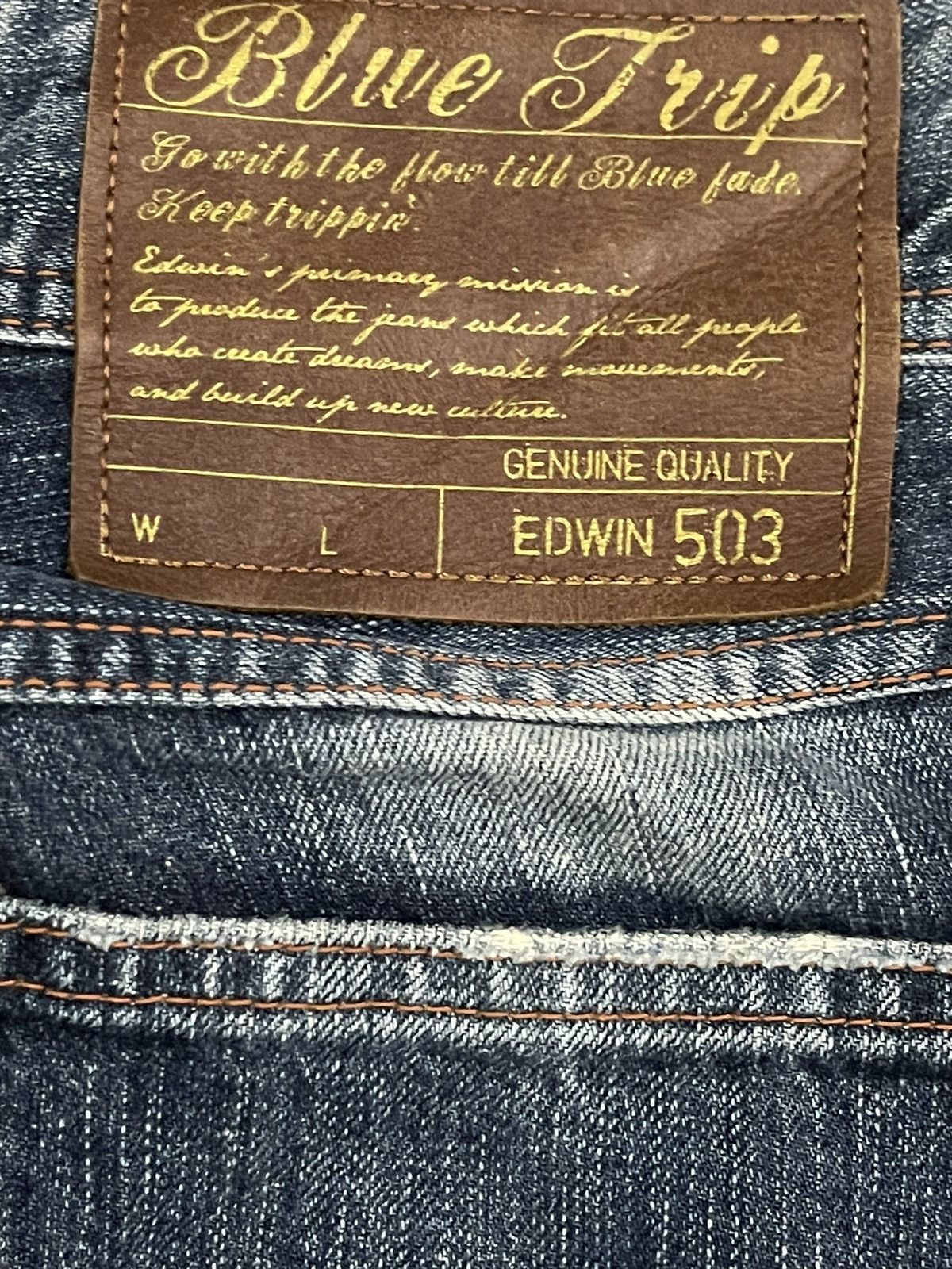 Edwin Vintage Edwin 503 Blue Wash Style Distressed Loose Jeans Size US 30 / EU 46 - 7 Thumbnail