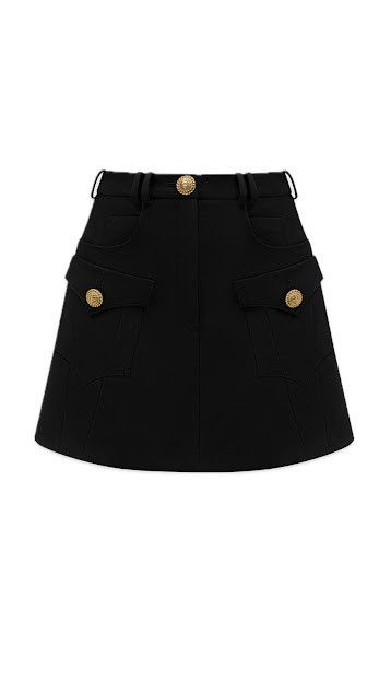 Balmain o1s1wg110825 Wool Mini Skirt in Black Size 30" / US 8 / IT 44 - 1 Thumbnail