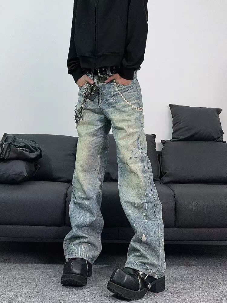 Japanese Brand × Jean Street wash baggy straight leg jeans Size US 32 / EU 48 - 1 Thumbnail
