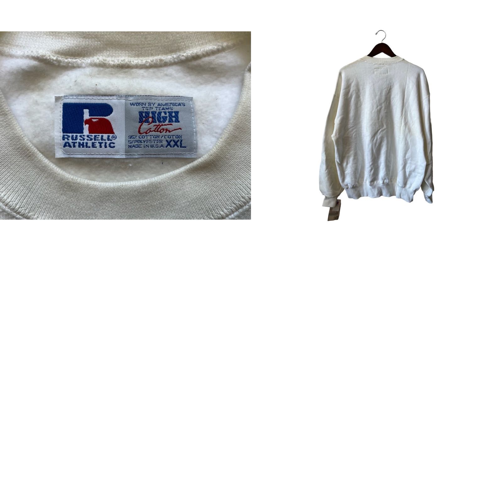 Russell Athletic VINTAGE Russell Athletic Sweatshirt Mens 2XL White 90s High Cotton Crewneck NWT Deadstock Size US XXL / EU 58 / 5 - 8 Thumbnail