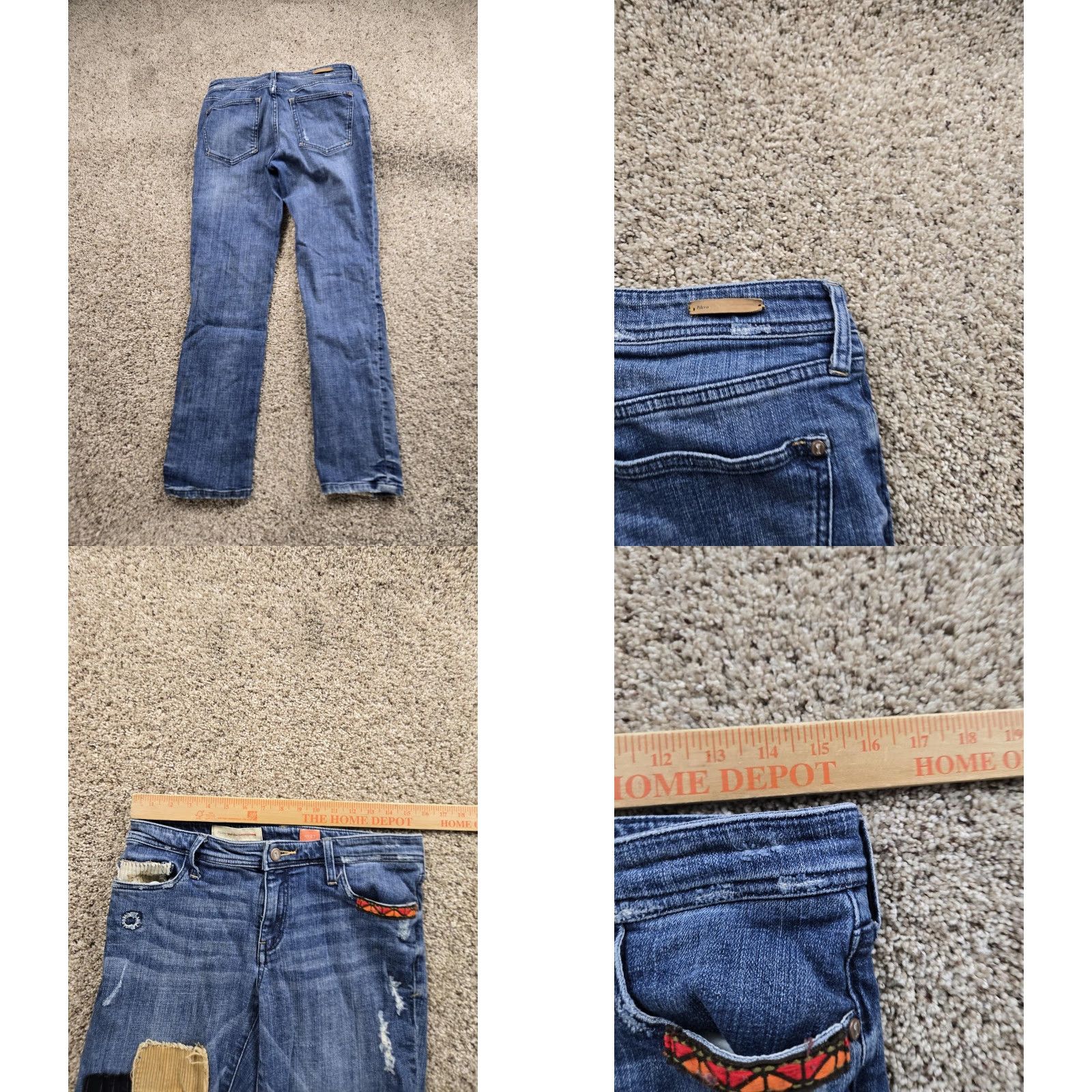 Anthropologie Pilcro Hyphen Jeans Womens 27 Blue Patchwork Distressed Slim Fit Anthropologie Size 24" / US 00 / IT 34 - 8 Thumbnail