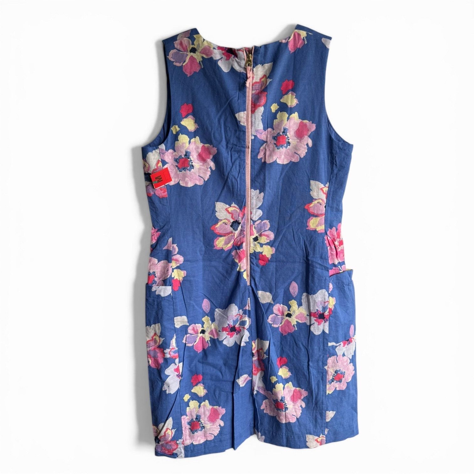 Other Joules Elayna Blue Floral Sleeveless Shift Dress Linen US 8 Size M / US 6-8 / IT 42-44 - 4 Thumbnail