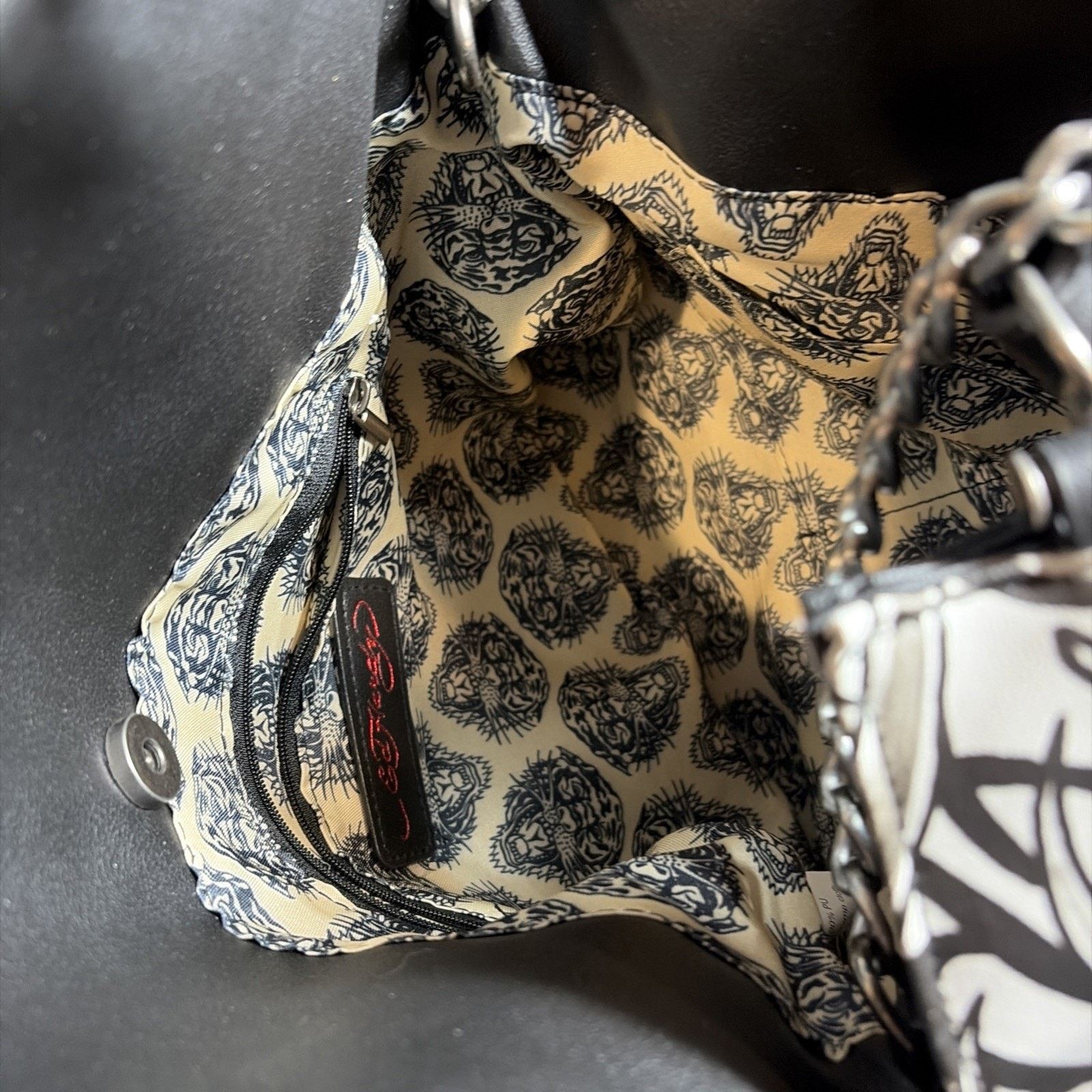 Ed Hardy ED HARDY TATTOO EAGLE LARGE FAUX LEATHER TOTE BAG 14”x15”x5” Size ONE SIZE - 13 Thumbnail