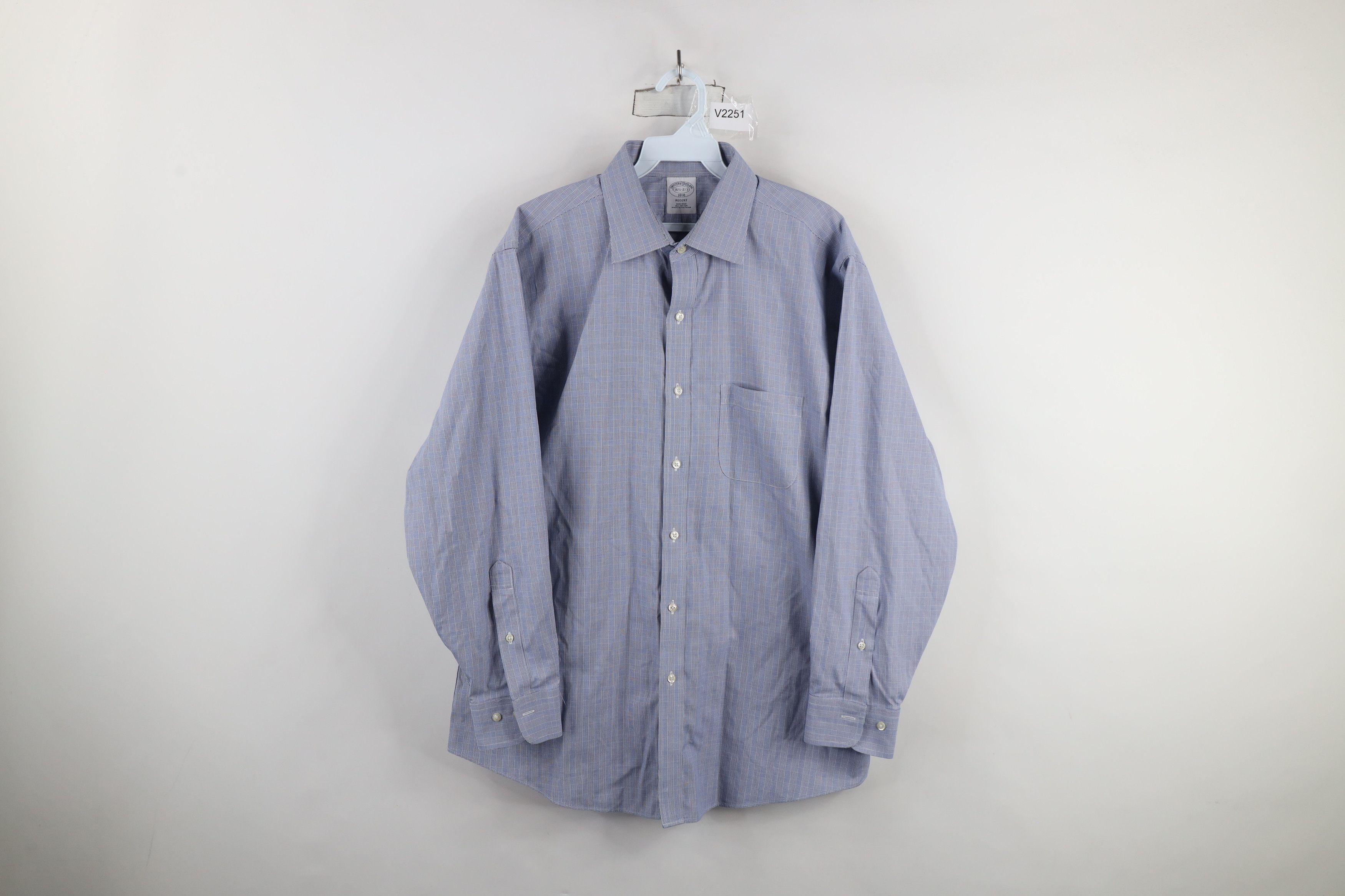 Brooks Brothers × Vintage Vintage 90s Brooks Brothers Non Iron Button Shirt Blue Plaid Size US M / EU 48-50 / 2 - 1 Thumbnail