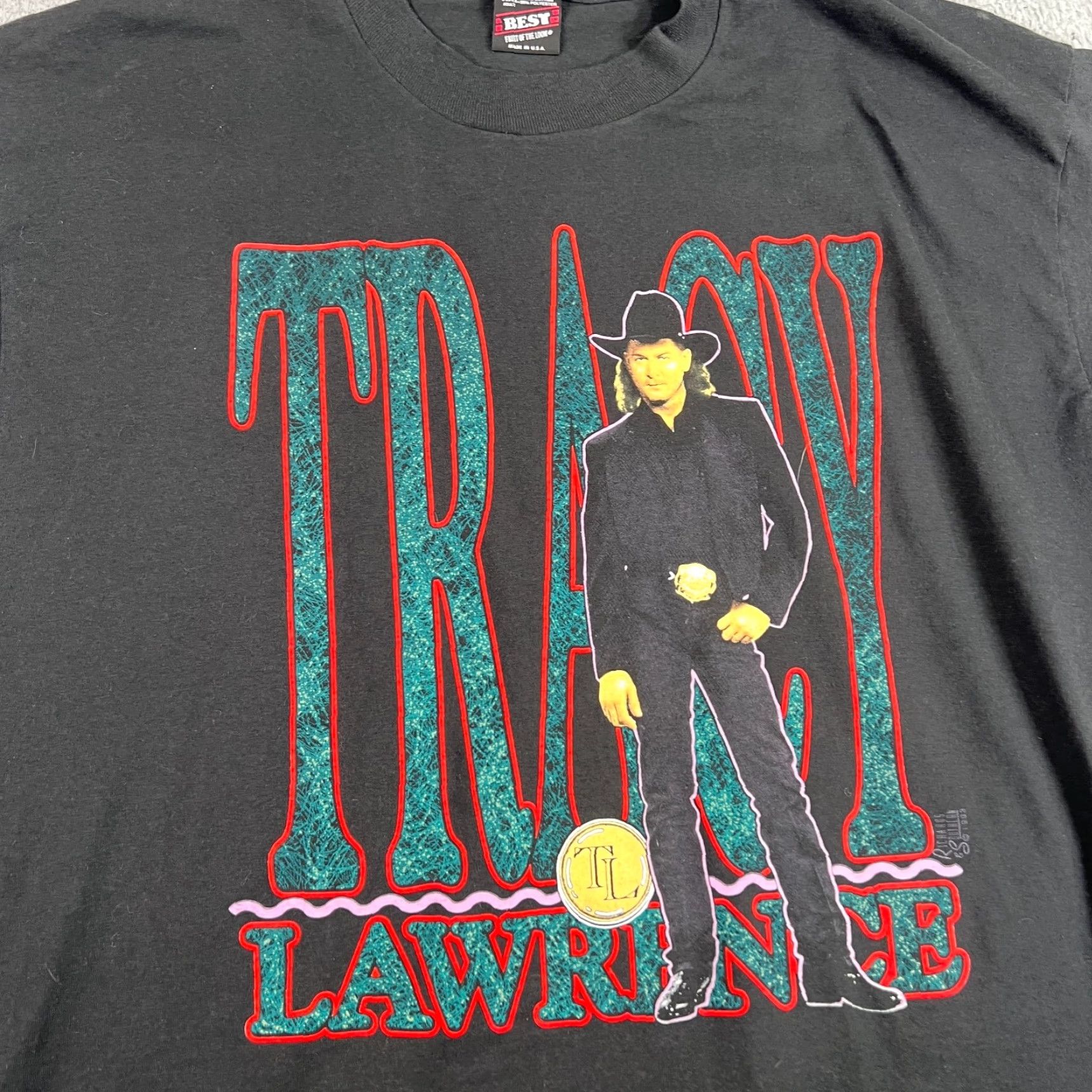 Fruit Of The Loom VINTAGE Tracy Lawrence T-shirt Men’s 2XL Black 1990s Tour Graphic Tee Country Music Hip Hop Size US XXL / EU 58 / 5 - 2 Thumbnail