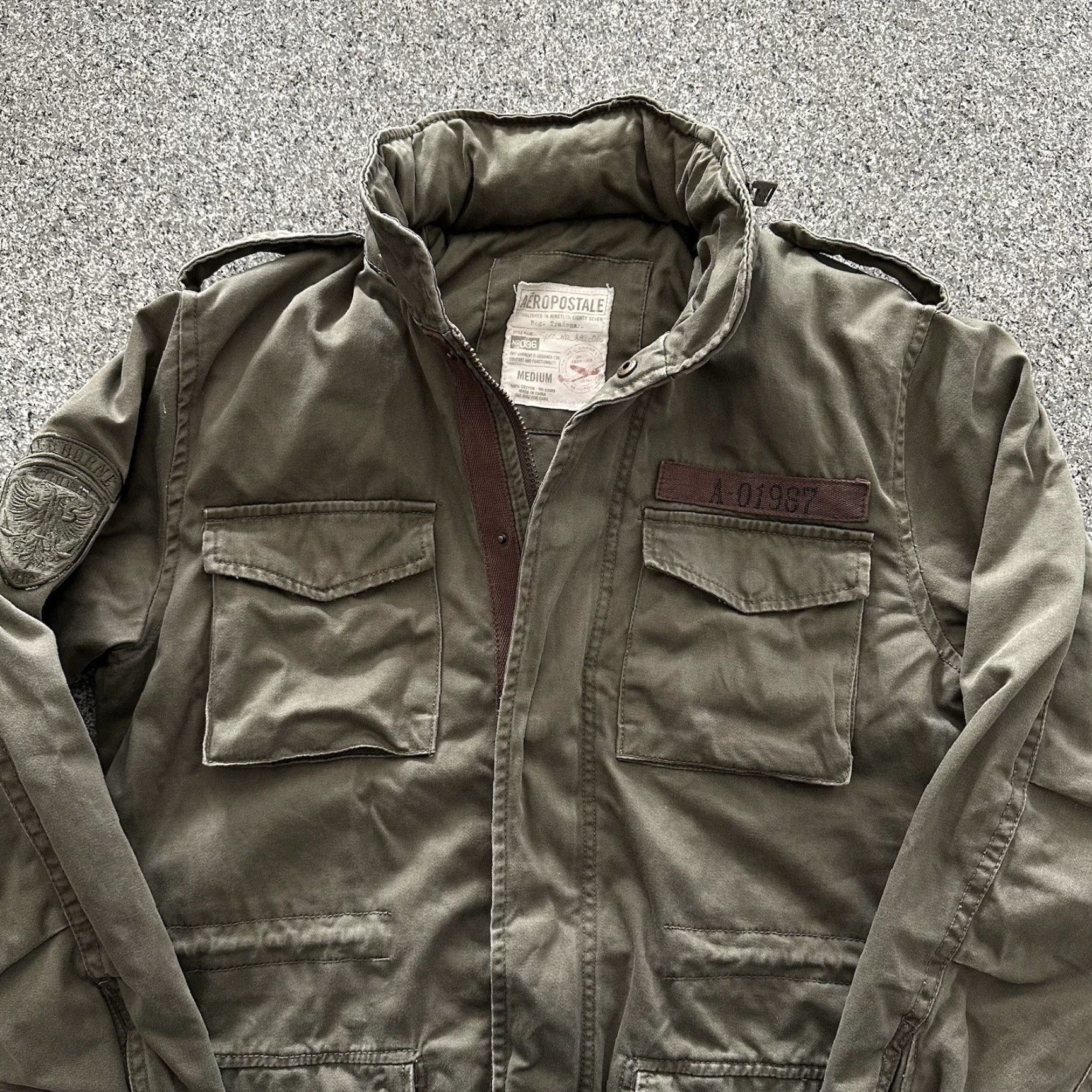 Vintage Aéropostale Military Jacket Mens M Olive Green Hooded Utility Coat Size US M / EU 48-50 / 2 - 7 Thumbnail
