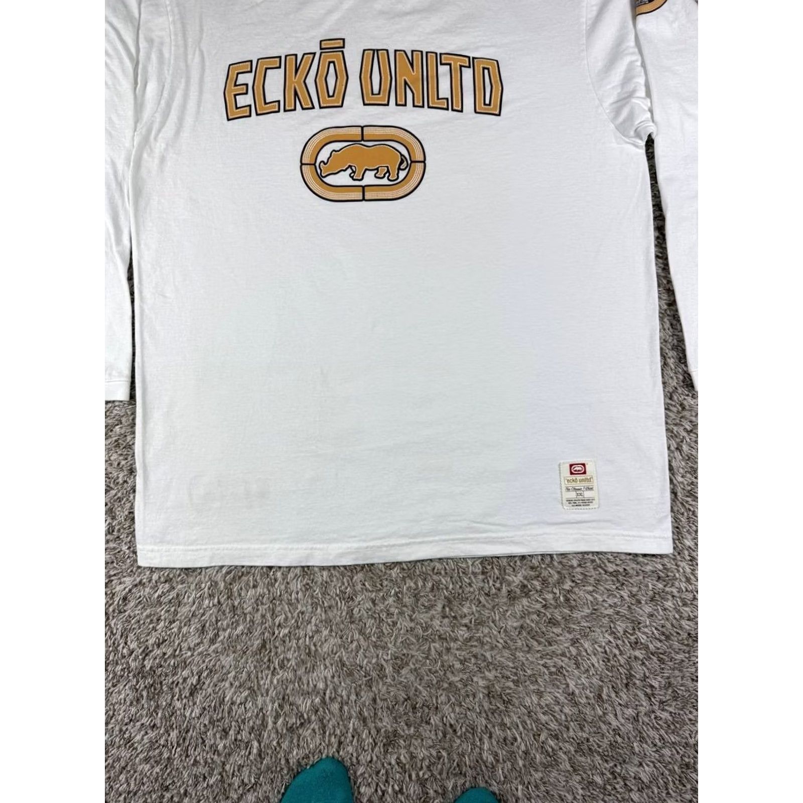 Ecko Unltd. VINTAGE Ecko Unltd. T-Shirt Long Sleeve White 2XL Logo Hip Hop Streetwear Men Shirt Size US XXL / EU 58 / 5 - 4 Thumbnail