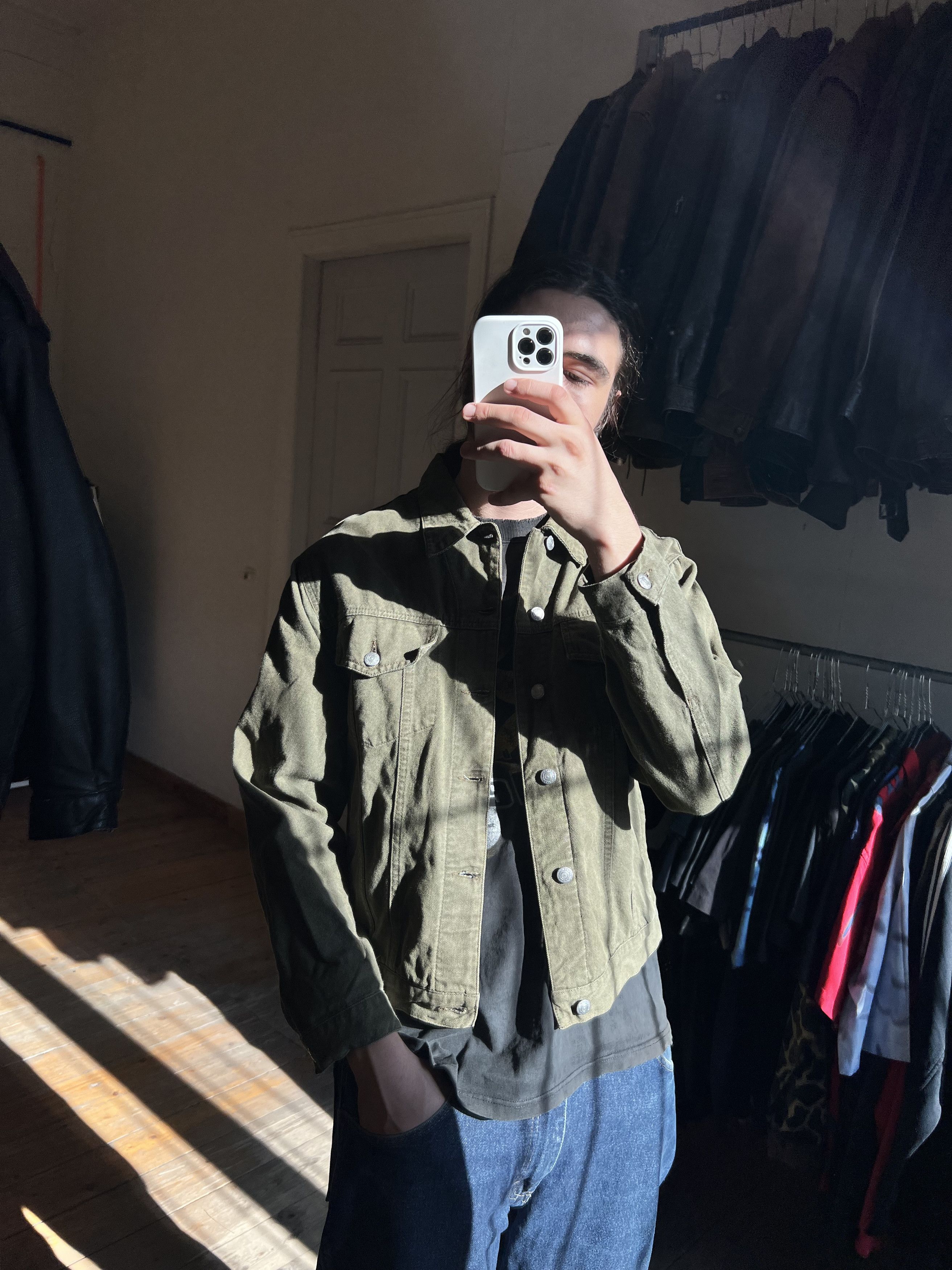 Other Khaki Denim No Name Vintage Heavy Jacket 1990s Size US M / EU 48-50 / 2 - 2 Thumbnail