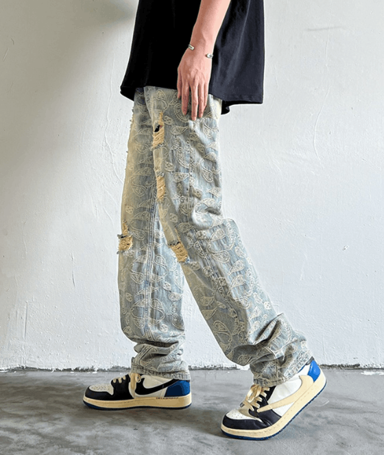 Japanese Brand American men's washed distressed vintage ripped jeans y2k Size US 32 / EU 48 - 3 Thumbnail