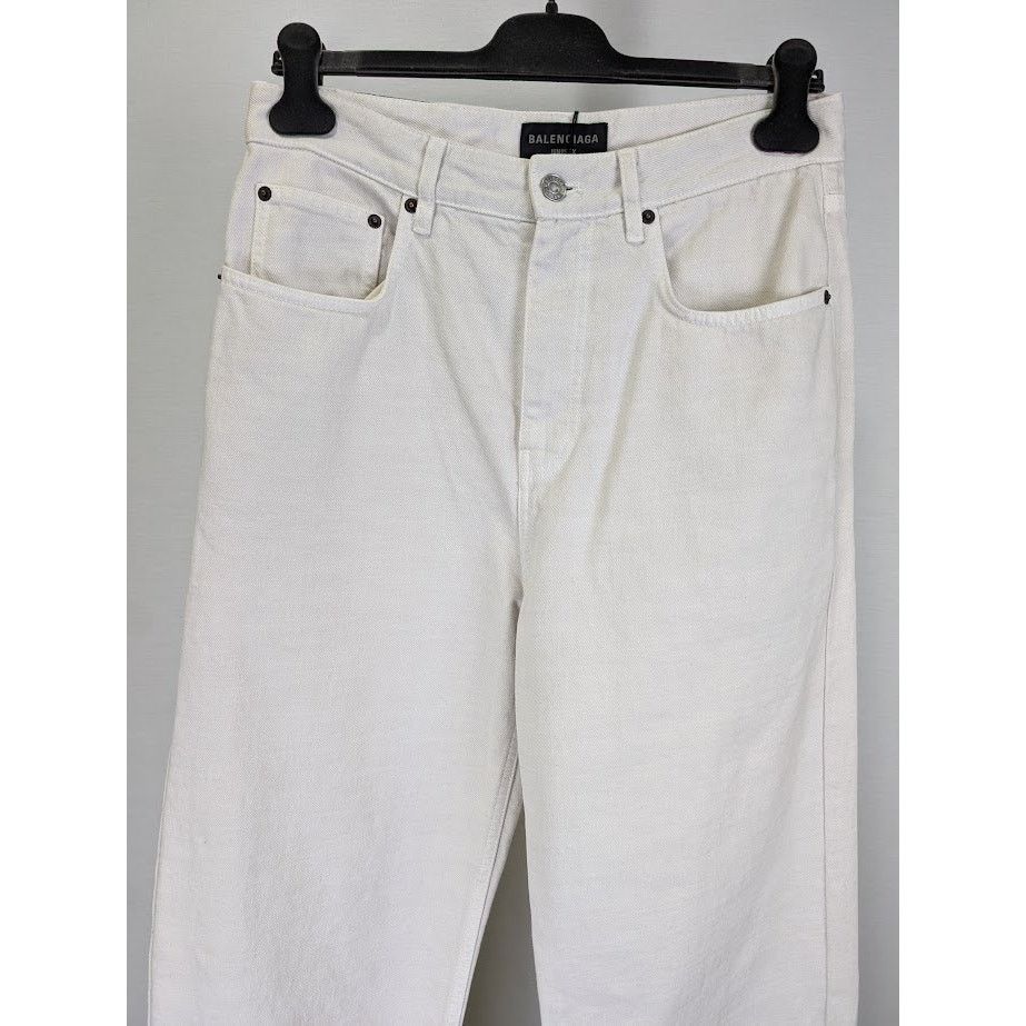 Balenciaga o1rshd1 Loose Fit Jeans White Denim in Cream Size US 26 / EU 42 - 3 Thumbnail