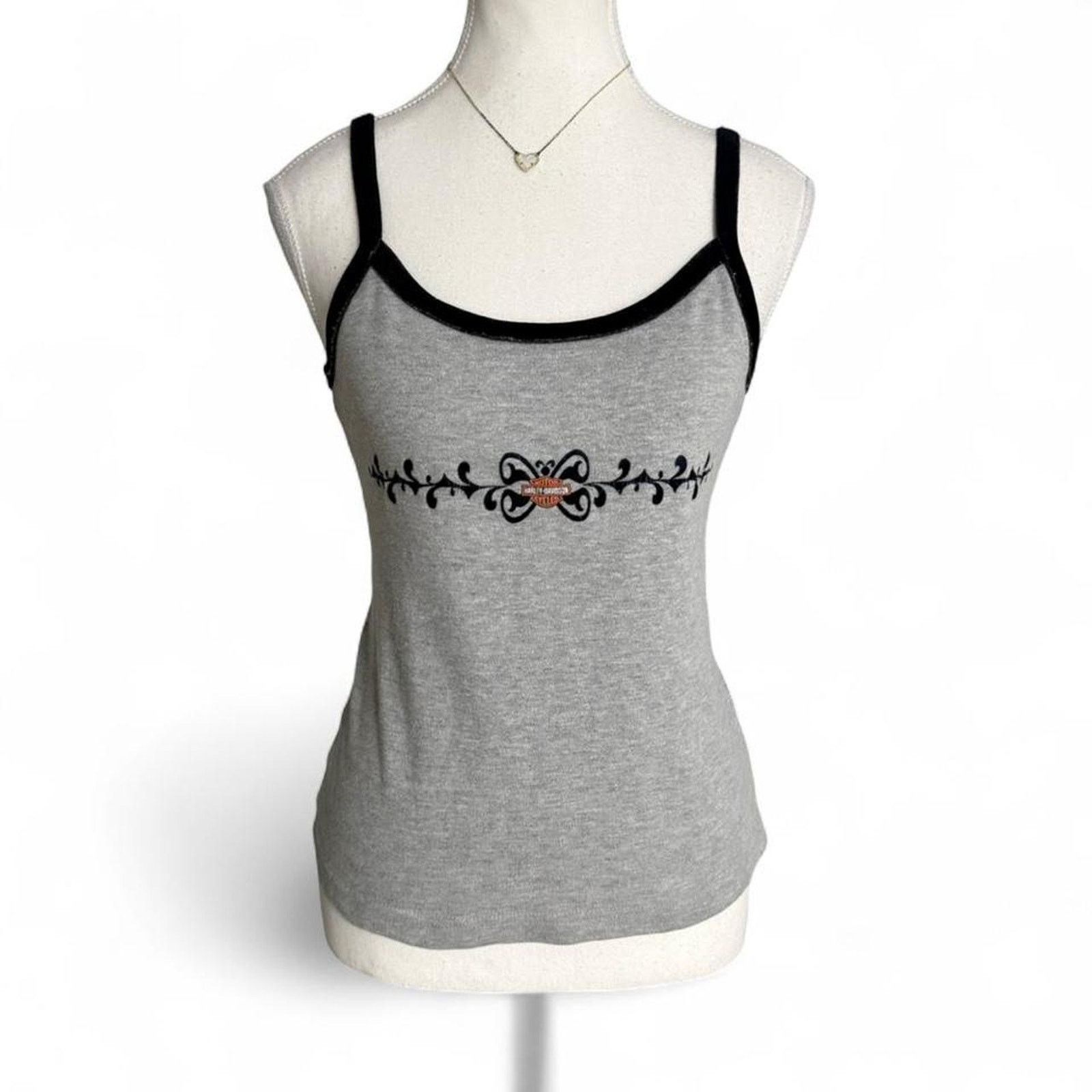 Harley Davidson Harley Davidson grey tank top black strap orange lace Size L Size L / US 10 / IT 46 - 1 Thumbnail