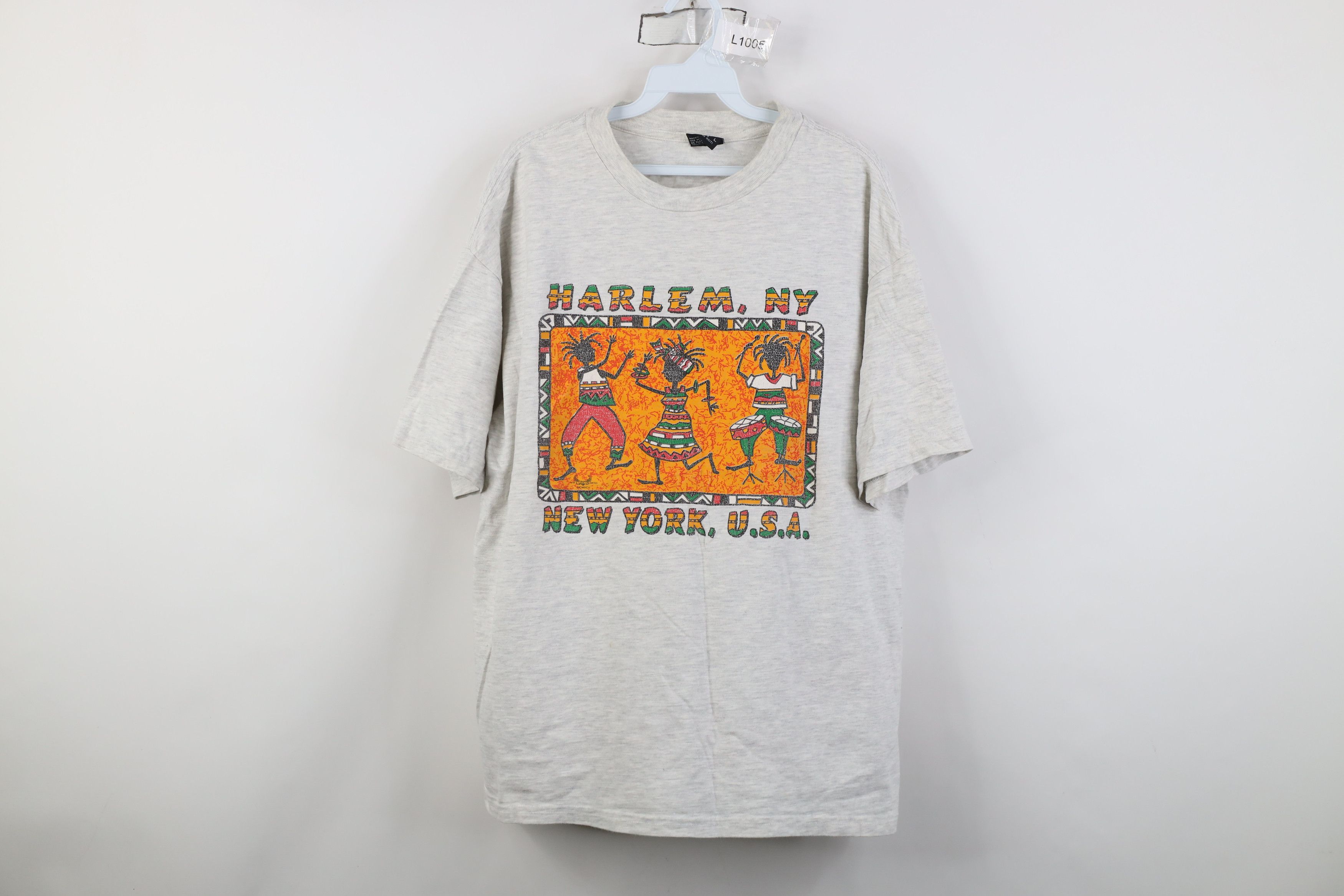 Vintage Vintage 90s Streetwear African Harlem New York T-Shirt Gray Size US L / EU 52-54 / 3 - 1 Thumbnail