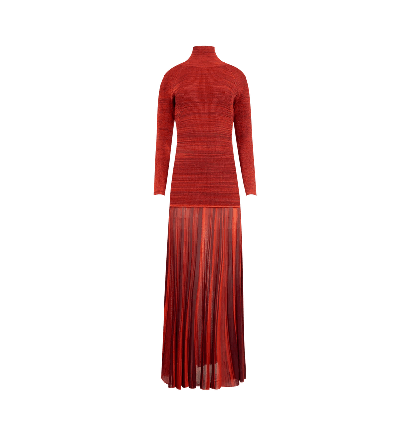 Christopher John Rogers o1h1sh11225 Turtleneck Ribbed Knit Maxi Dress in Red Size M / US 6-8 / IT 42-44 - 1 Thumbnail