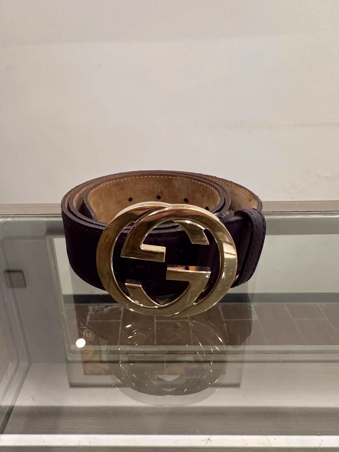 Gucci Gucci silver GG buckle 4cm belt purple & brown 85cm 99 New Size ONE SIZE - 1 Thumbnail
