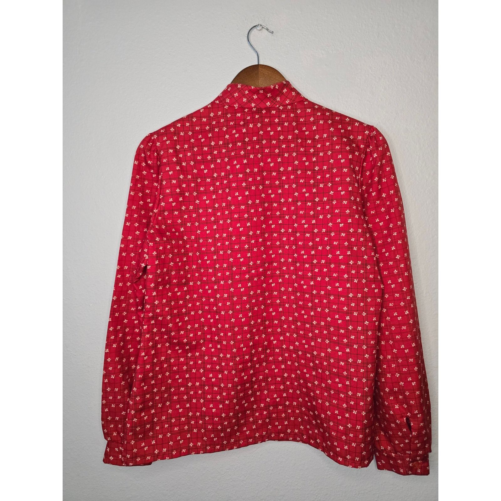 Vintage Vintage Tie Neck Blouse Judy Bond Red Floral Polka Dot Shirt Size XL / US 12-14 / IT 48-50 - 8 Thumbnail