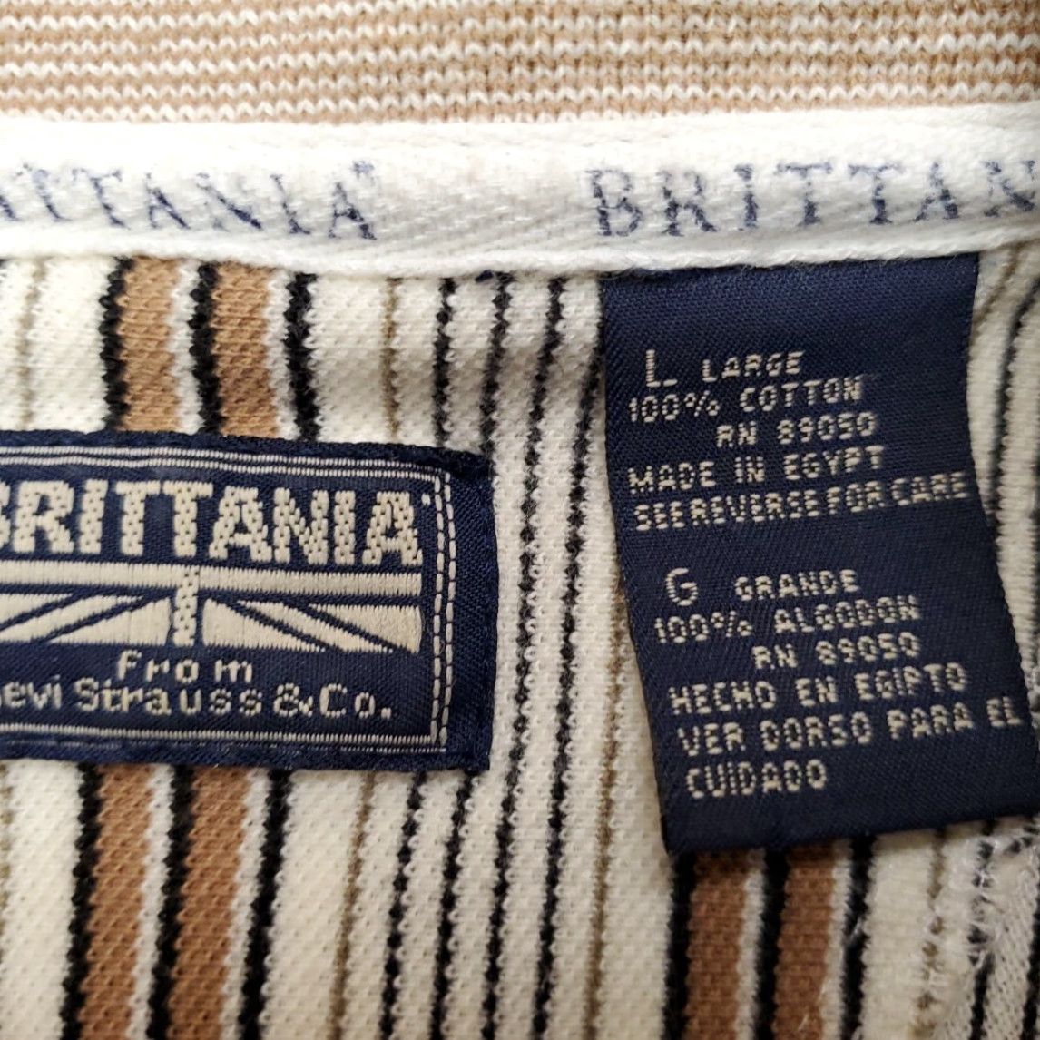 Vintage VINTAGE Britannia Levis Straus Shirt Mens L Brown Striped 100% Cotton Y2K 90s Shirt Mens L Brown Striped 100% Cotton Size US L / EU 52-54 / 3 - 3 Thumbnail