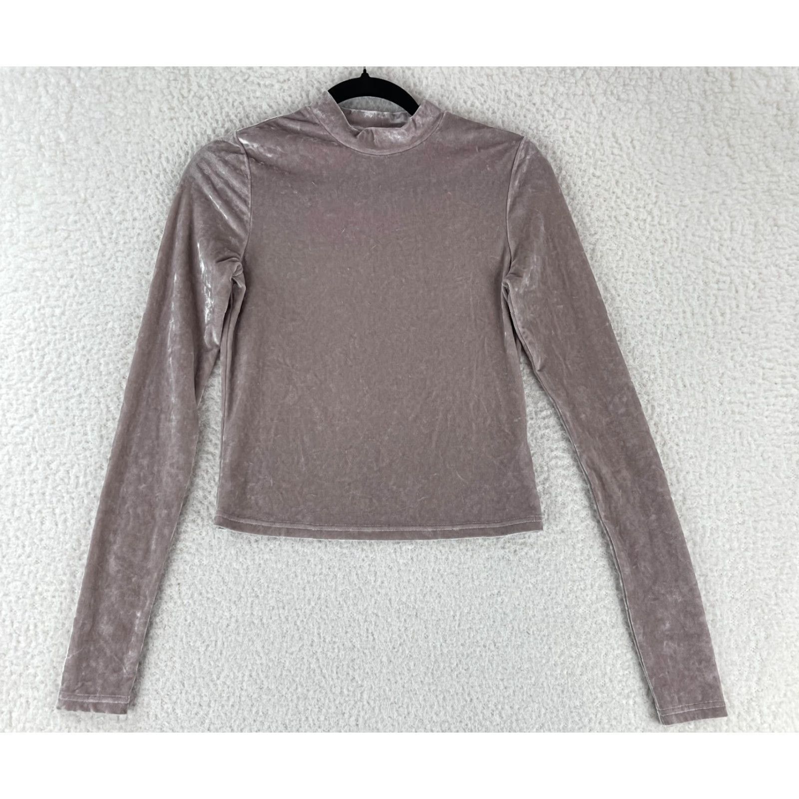 & Other Stories & Other Stories Shirt Womens Size 6 Pink Crushed Velvet Mock Neck Long Sleeve Size M / US 6-8 / IT 42-44 - 2 Thumbnail