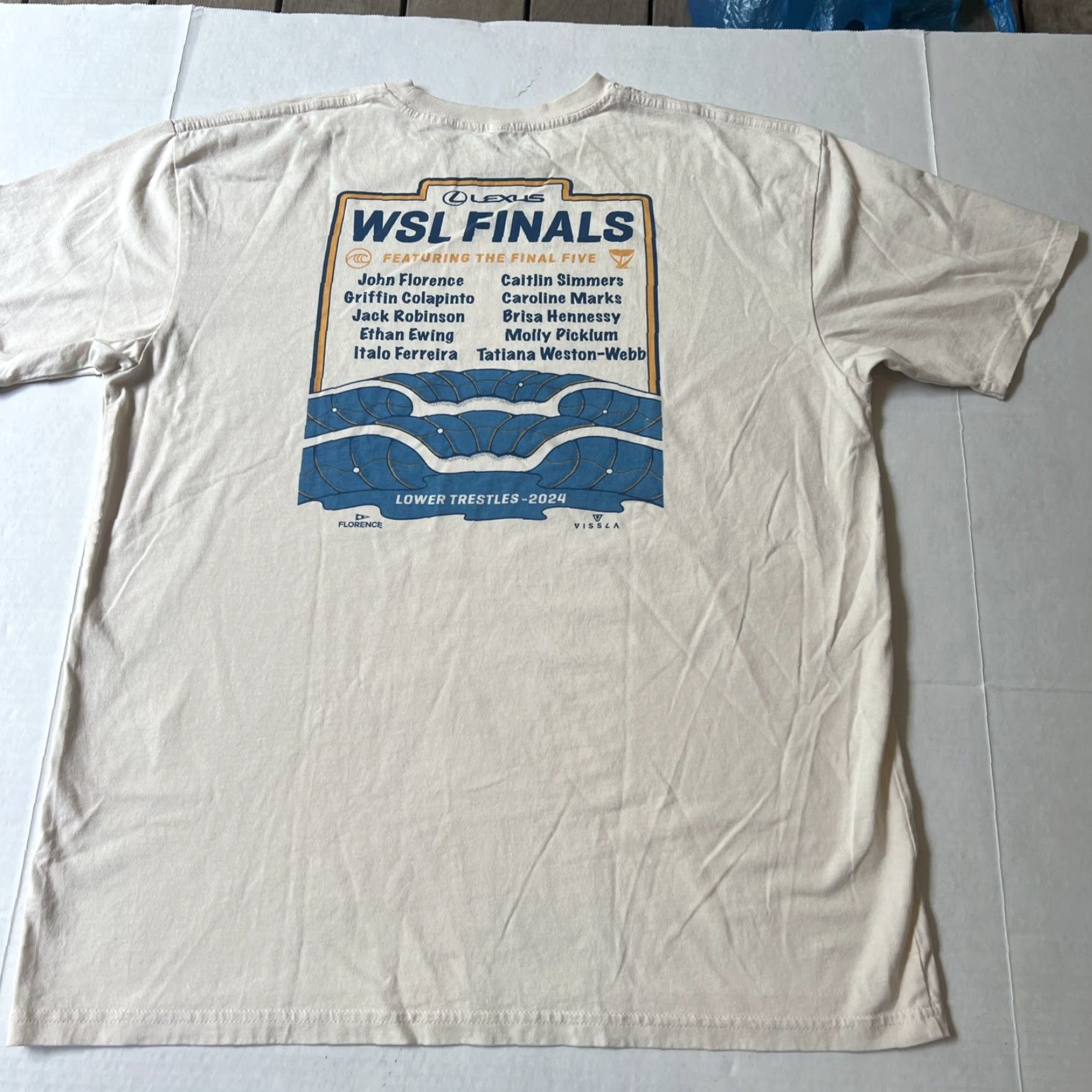 Vintage VINTAGE WSL Surf Contest Finals 2024 Lower Trestles John John Florence Shirt L Beige Raglan Graphic Print Pocket Logo Men Tee Size US L / EU 52-54 / 3 - 6 Thumbnail