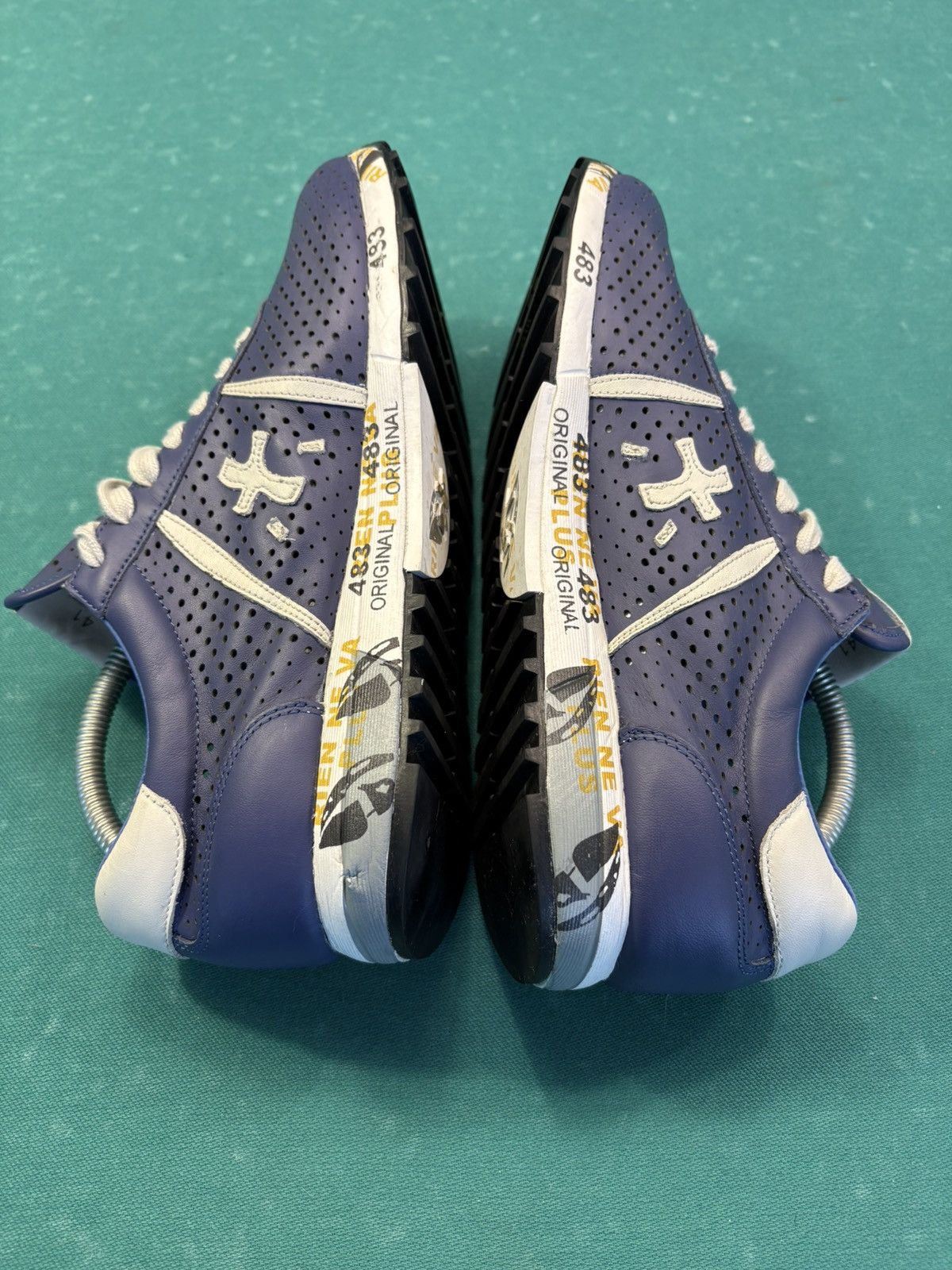 Premiata PREMIATA Lucy Lacer Men's Blue Perforated Leather Sneakers Size US 8 / EU 41 - 7 Thumbnail