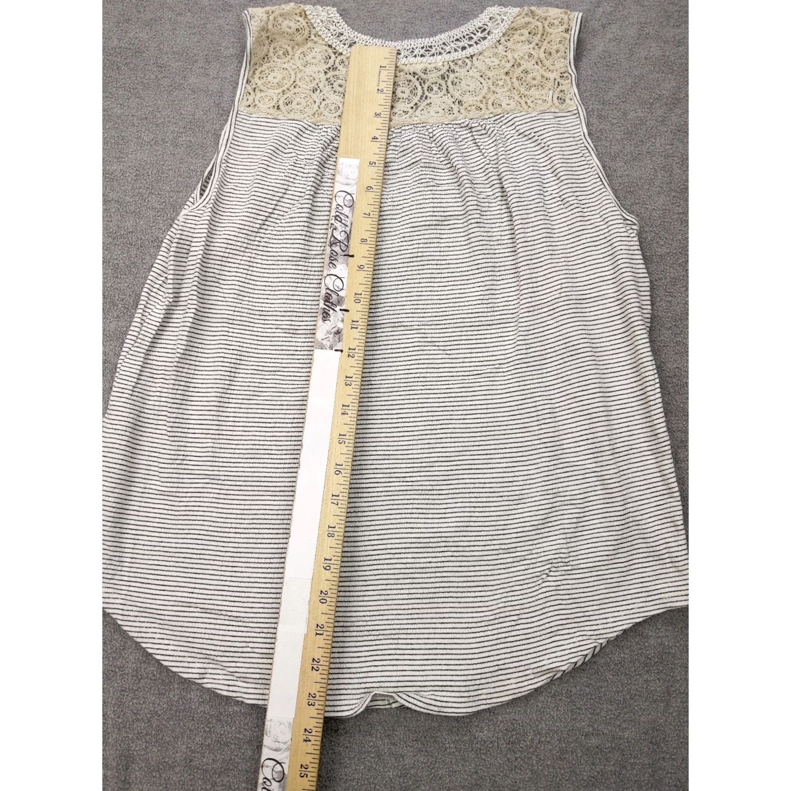 Anthropologie Anthropologie Pure Good Womens M Blue Candy Stripe Crochet Tank Top Blouse Made in USA Size M / US 6-8 / IT 42-44 - 6 Thumbnail
