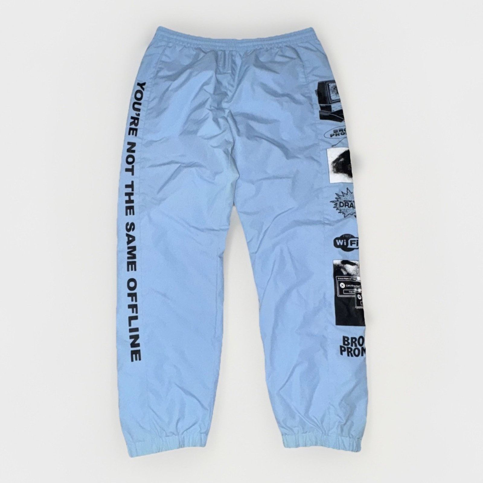 Broken Promises Co. Broken Promises Pants L Blue Windbreaker Media Print joggers Size US 34 / EU 50 - 1 Thumbnail