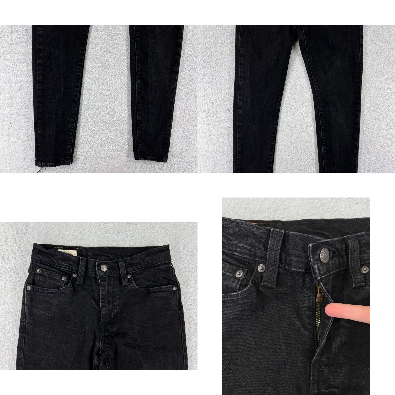 Levi's VINTAGE Levis Premium Jeans Womens 29 Back Denim Skinny Taper Cotton Blend Black 5-Pocket Design Mens? Size 29" - 8 Thumbnail