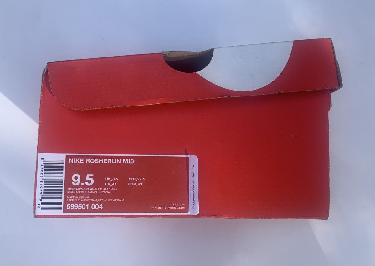 Nike Men’s Nike Roshe Run Mid Size 9.5 Mortar Blue Hero Sneakers Size US 9.5 / EU 42-43 - 9 Thumbnail