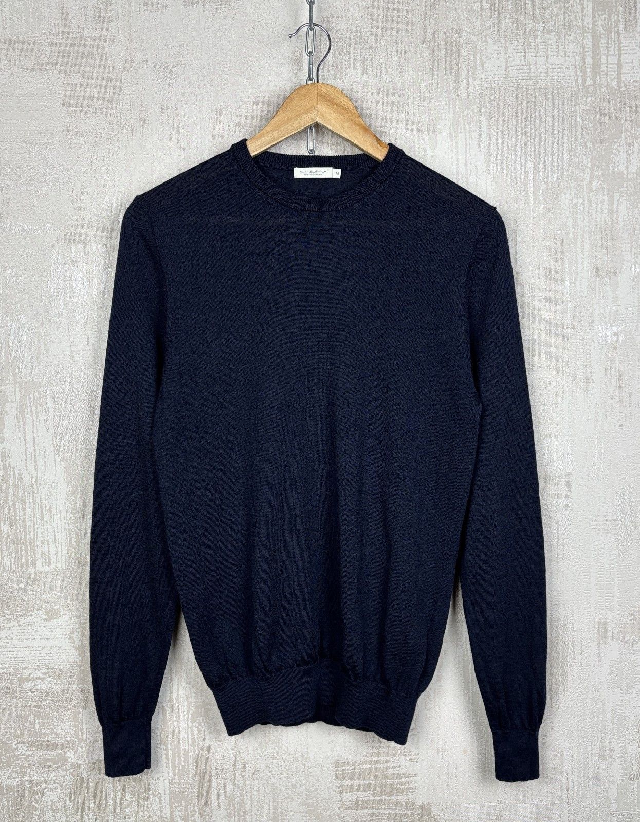 Suitsupply SuitSupply Merino Wool Crew Neck Dark Navy Size US M / EU 48-50 / 2 - 2 Thumbnail