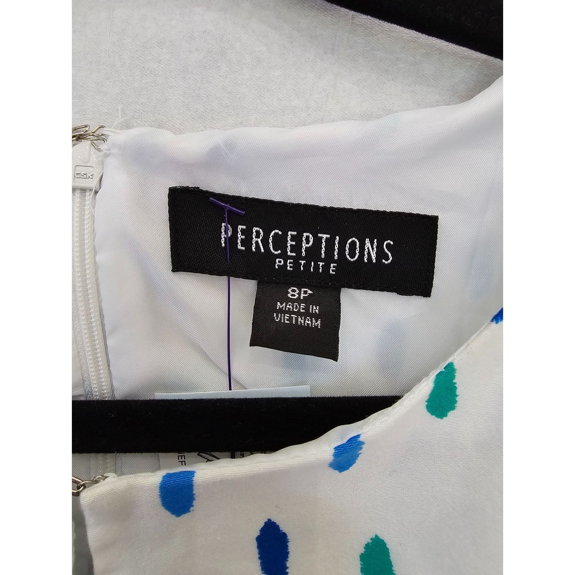 Other Perceptions Petite 8P White & Blue Polka Dot Sleeveless Dres Size M / US 6-8 / IT 42-44 - 2 Thumbnail
