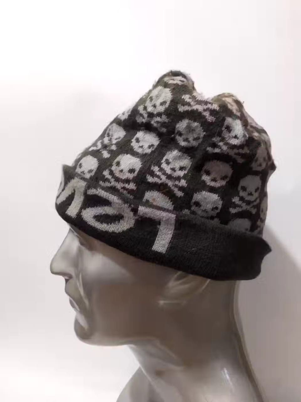 image of Avant Garde Level Japan Fullprint Skull Skeleton Punk Bondage Hats in Grey, Men's